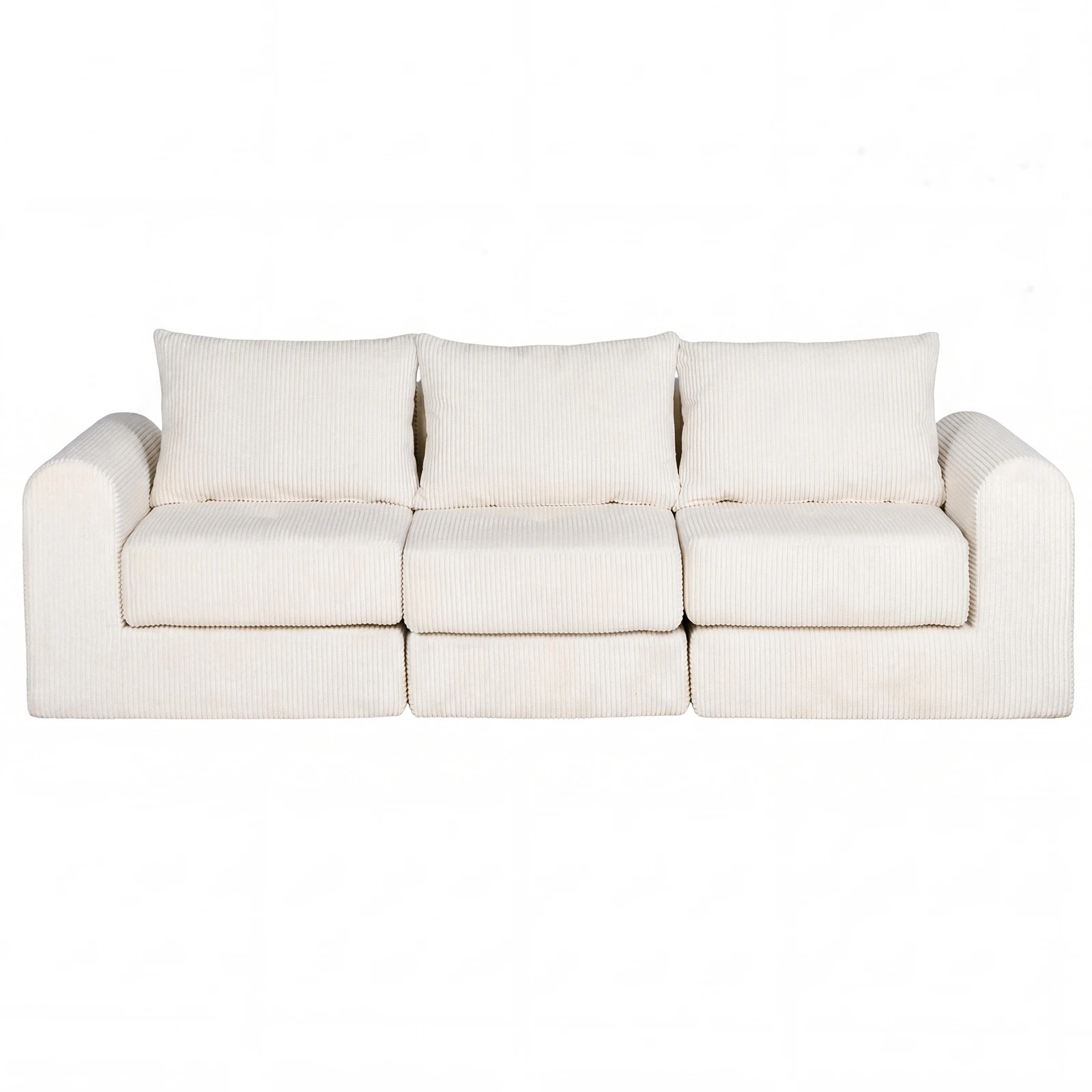 1 Advwin 235cm Modular Sectional 3 Seater Sofa Convertible Floor Sofa Bed Boneless Cloud Couch - Beige, 1 of 6