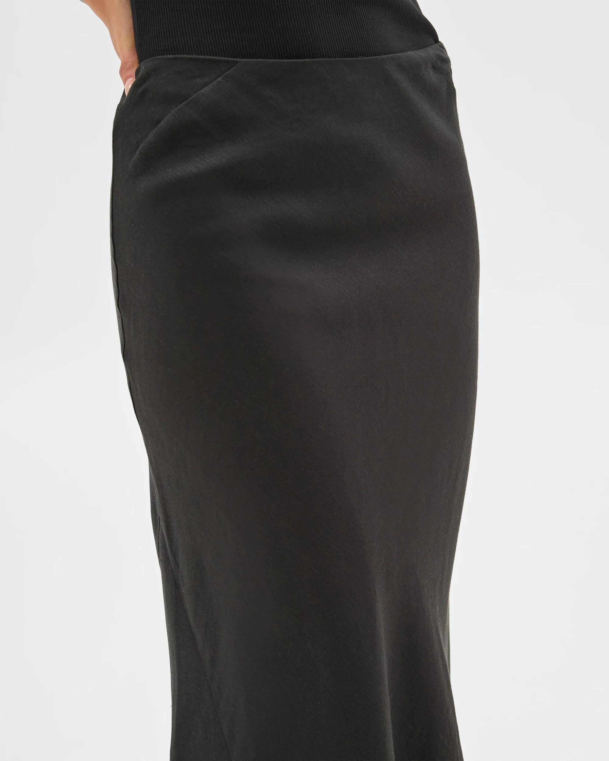 6 European Linen Blend Maxi Skirt - Lily Loves BLACK, 6 of 6