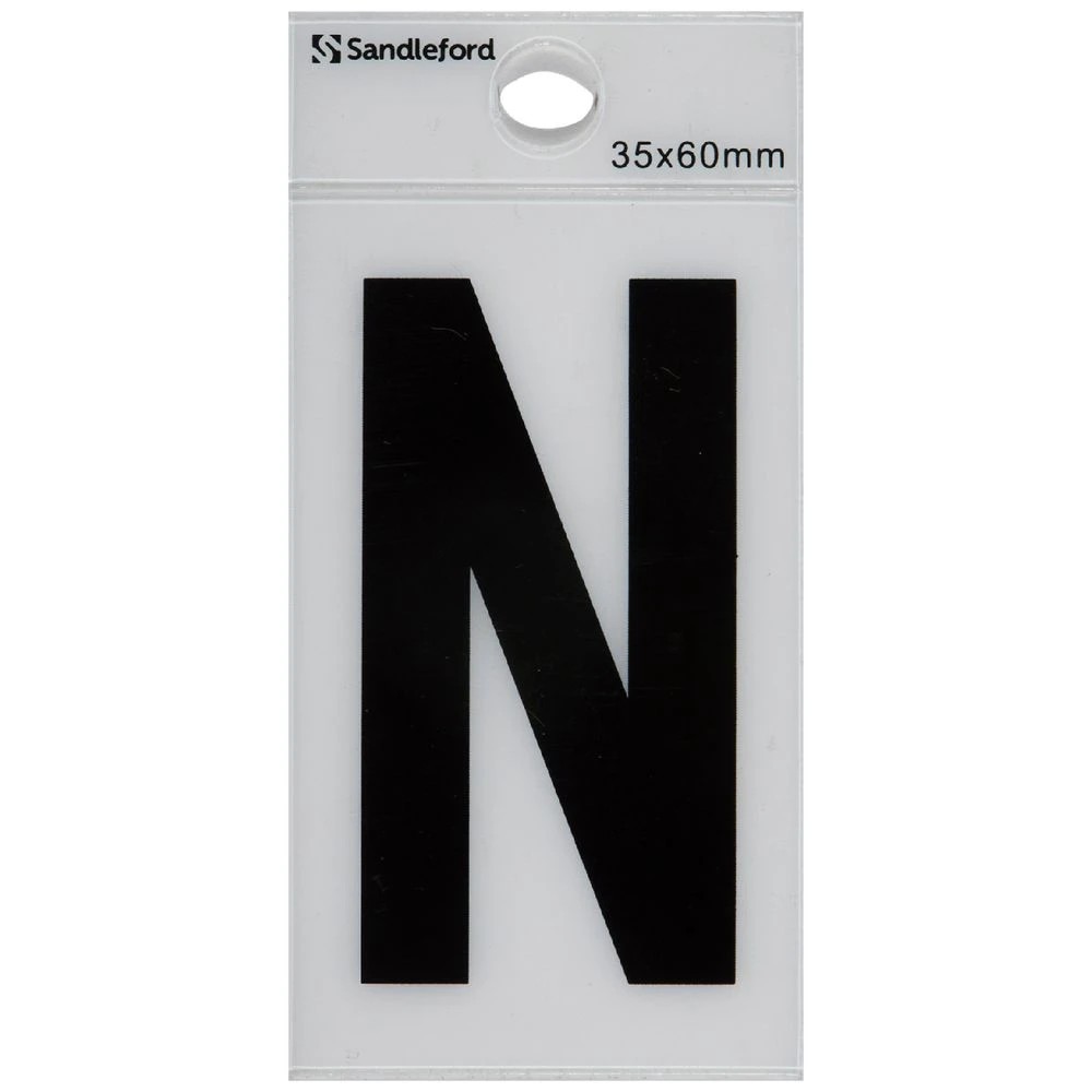 1 Sandleford N Self-adhesive Letter White 60 x 35mm, 1 of 1