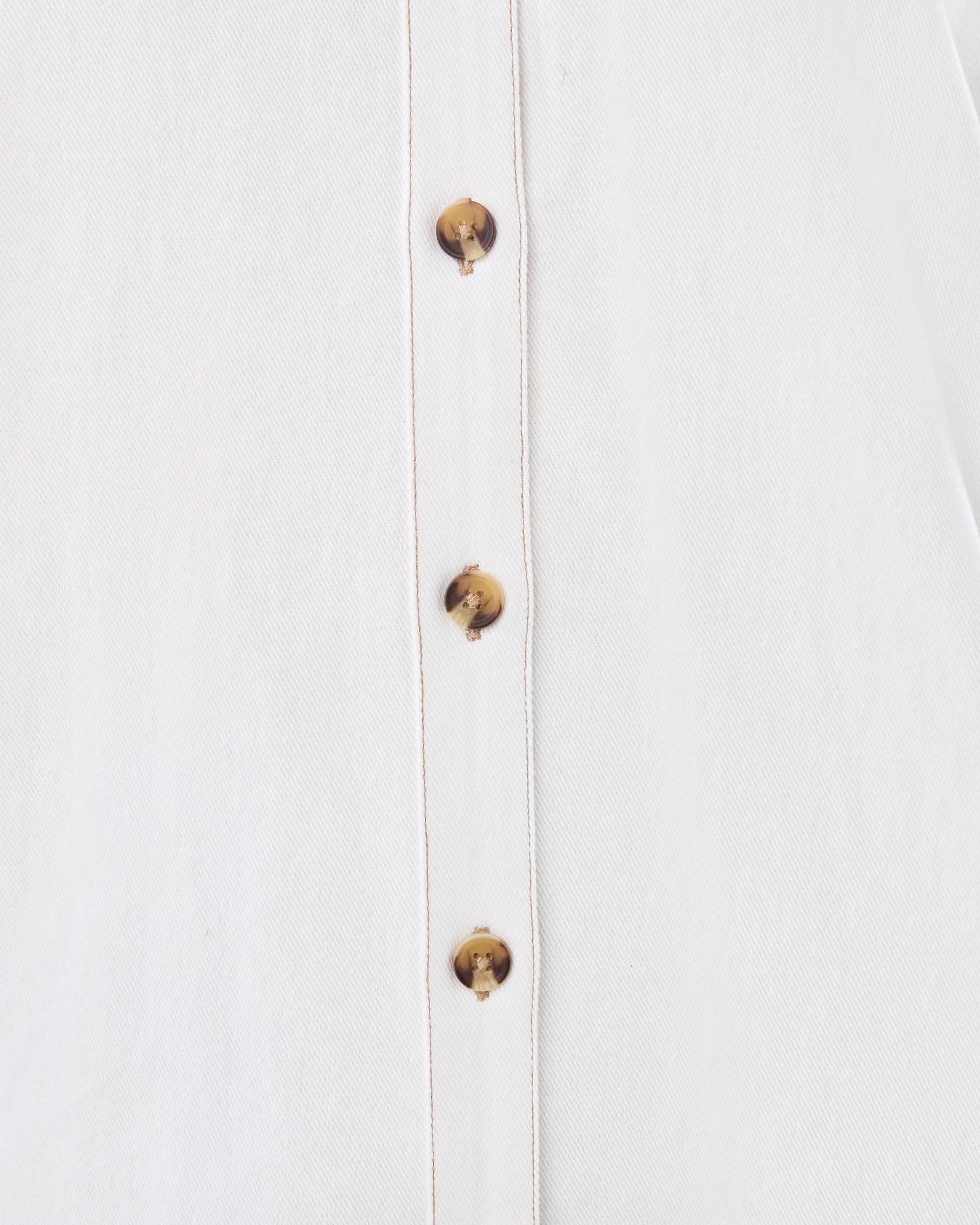 6 Long Sleeve Oversized Denim Shirt Ecru, 6 of 7