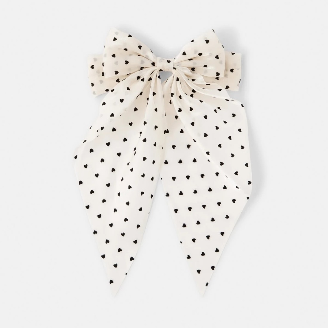 1 White Heart Barrette Large Bow Hair Clip, 1 of 6