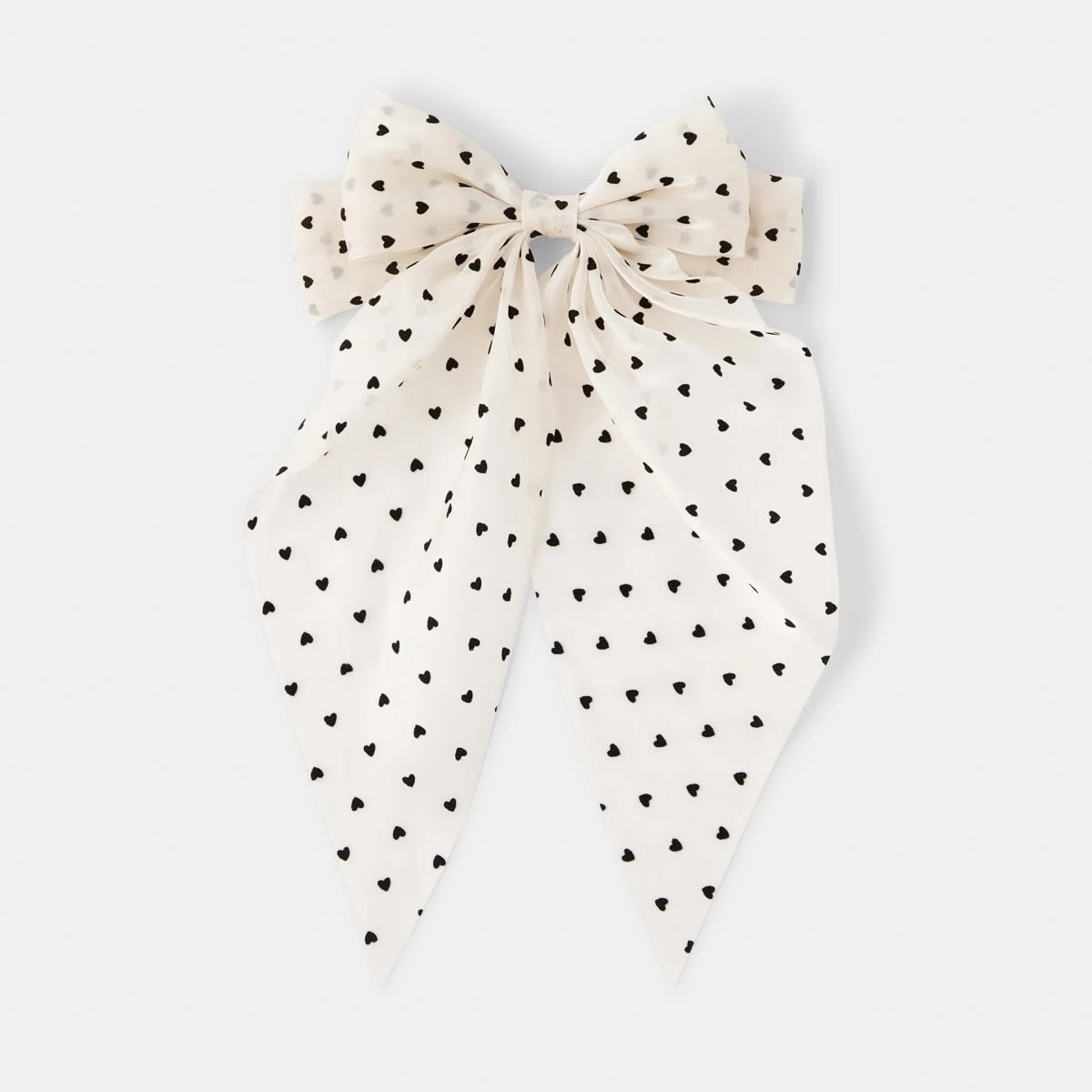 1 White Heart Barrette Large Bow Hair Clip, 1 of 6