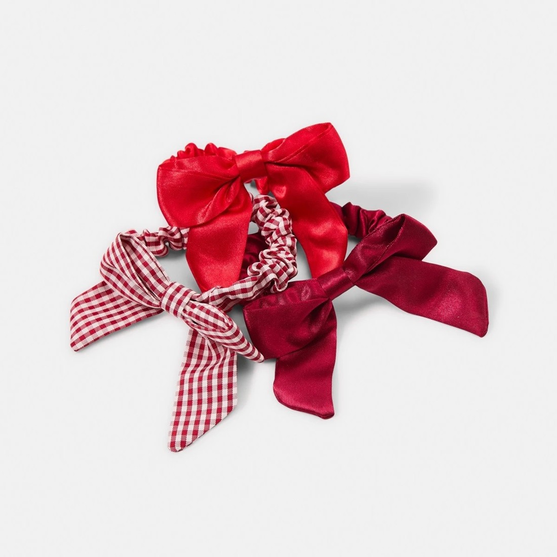 2 3 Pack Bow Hair Scrunchies - Red, 2 of 5