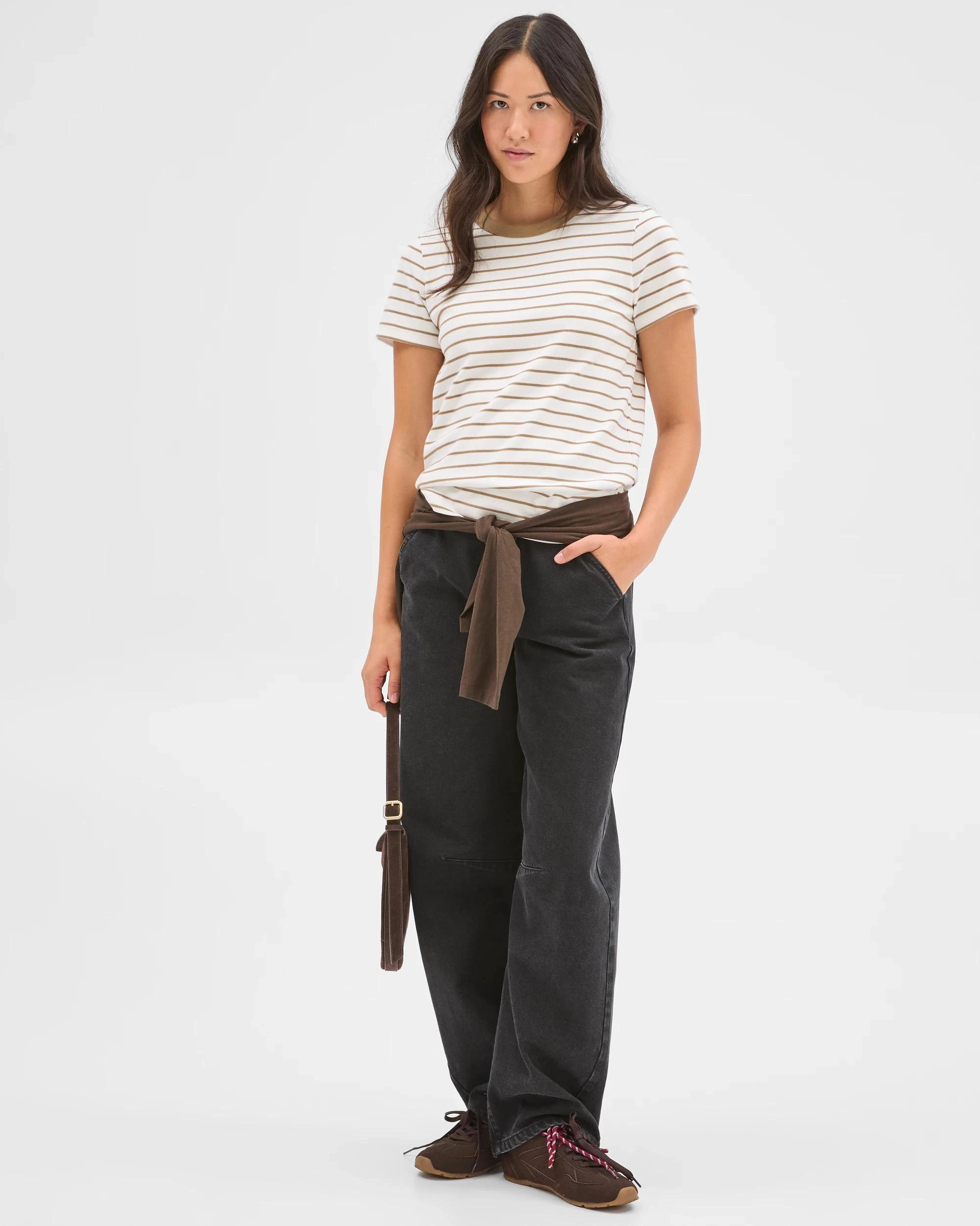 1 Target Woman Australian Cotton Interlock Neat T-Shirt CLOUD DANCER/LEAD GREY, 1 of 7