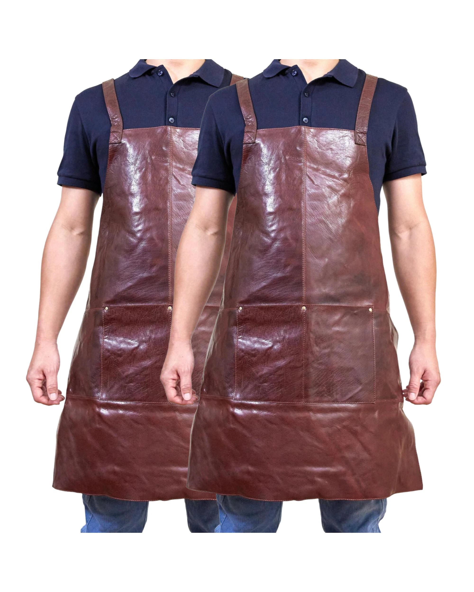 2 Pierre Cardin 2x Professional Leather Apron Butcher Woodwork  Barber - Chestnut, 2 of 5