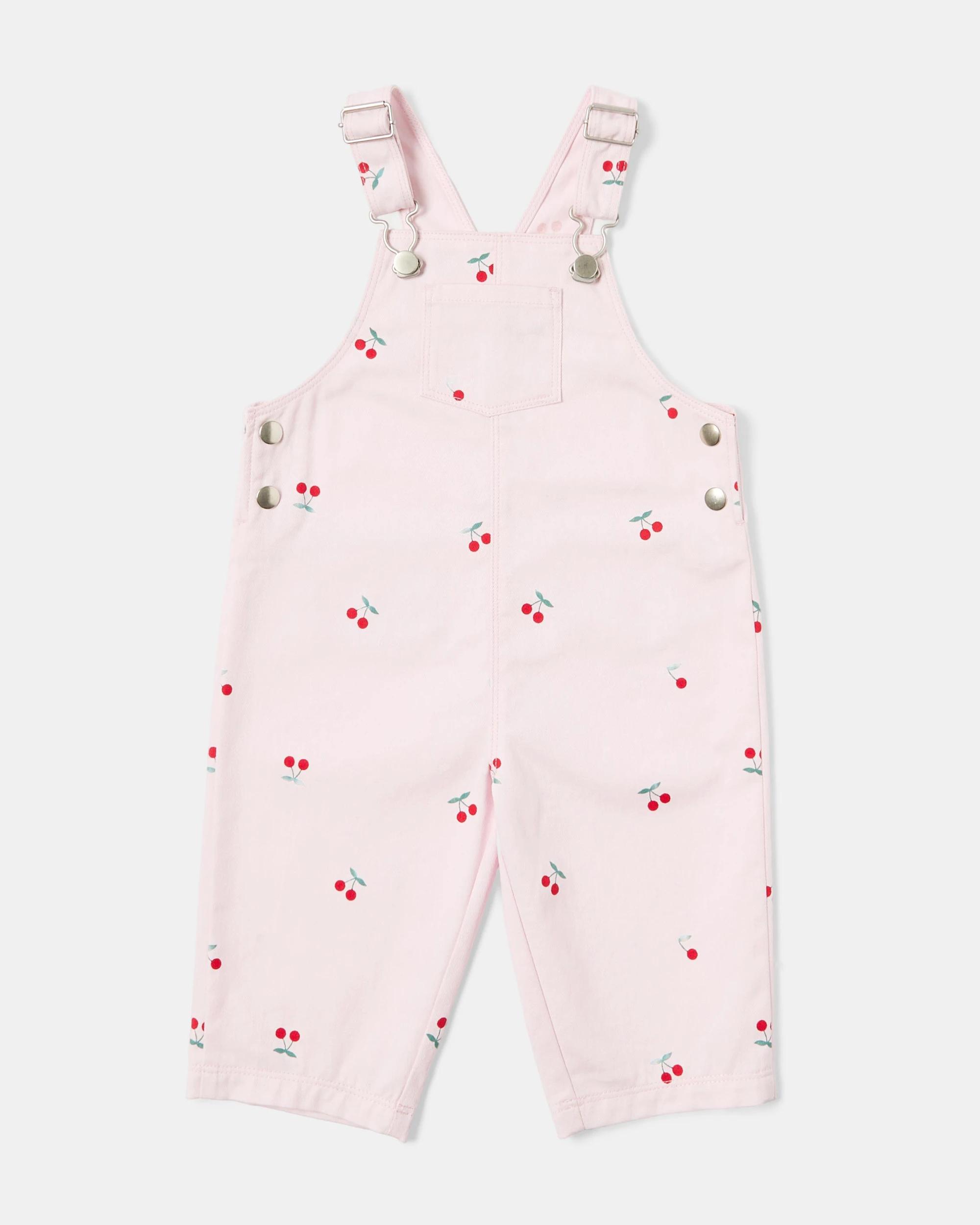4 Long Sleeve Dungaree Set Cherry, 4 of 5