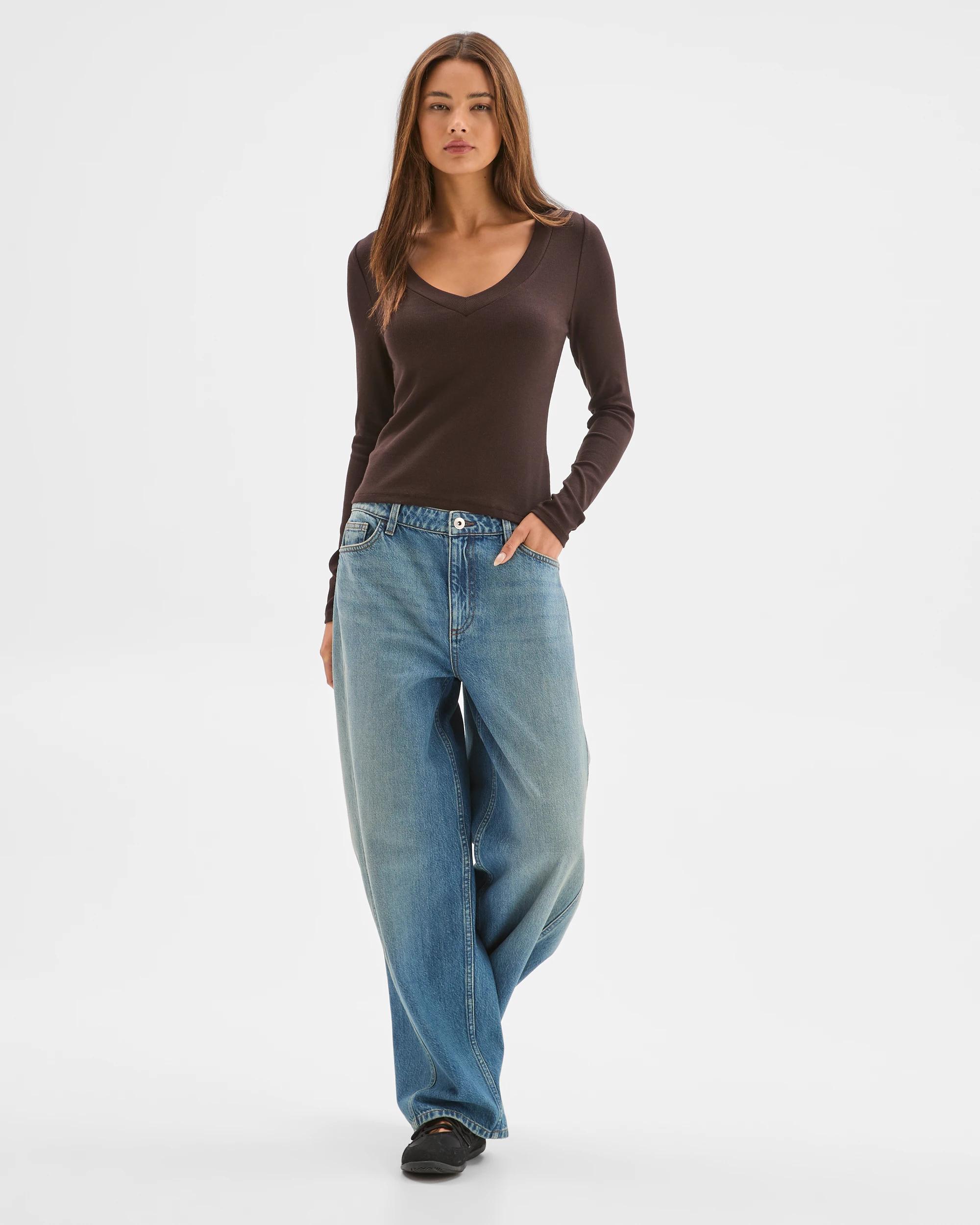 2 Lily Loves V-Neck Long Sleeve Top TRUFFLE, 2 of 7