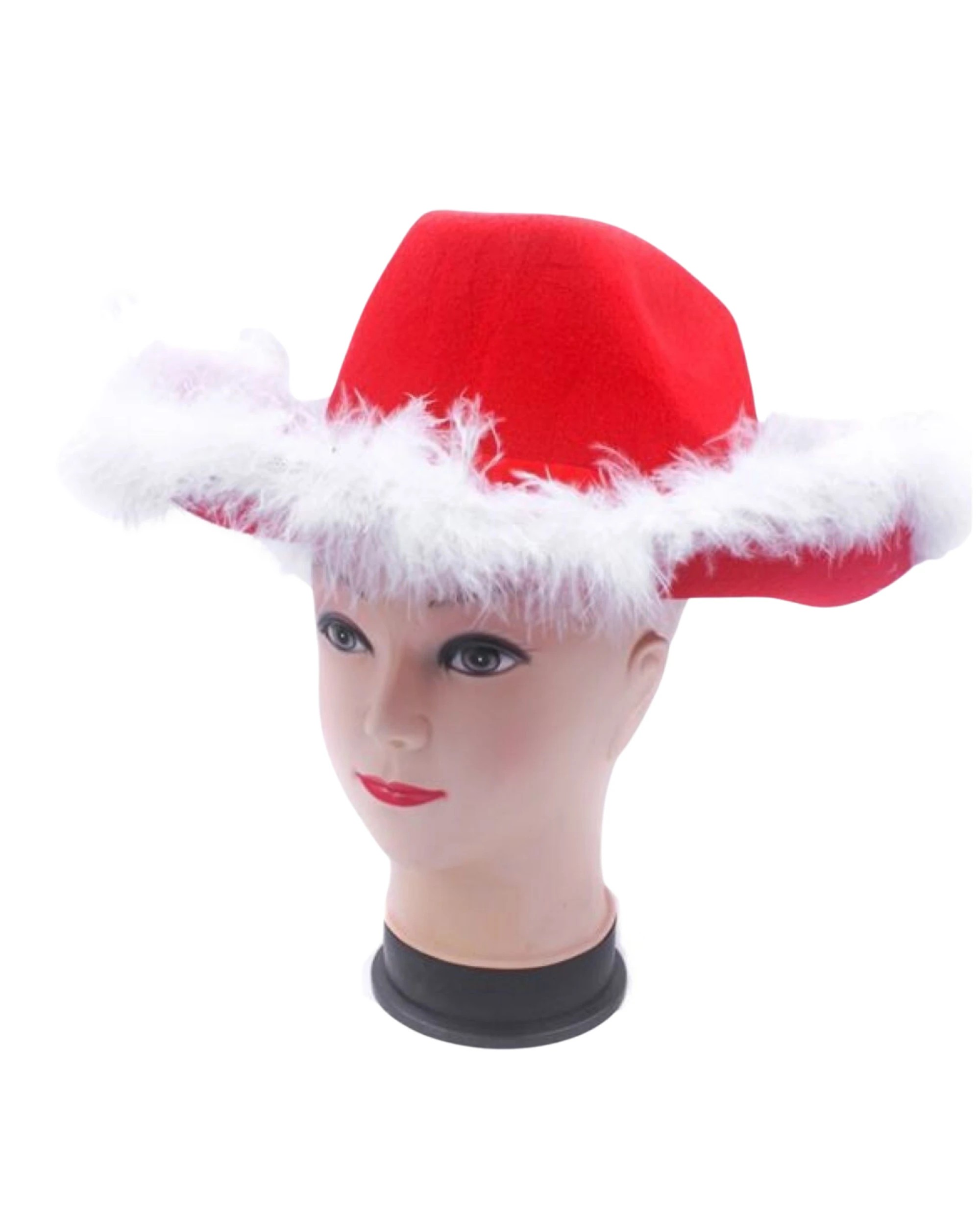 1 BR Costumes Santa Wide Brim Fedora with Faux Fur Trim, 1 of 3