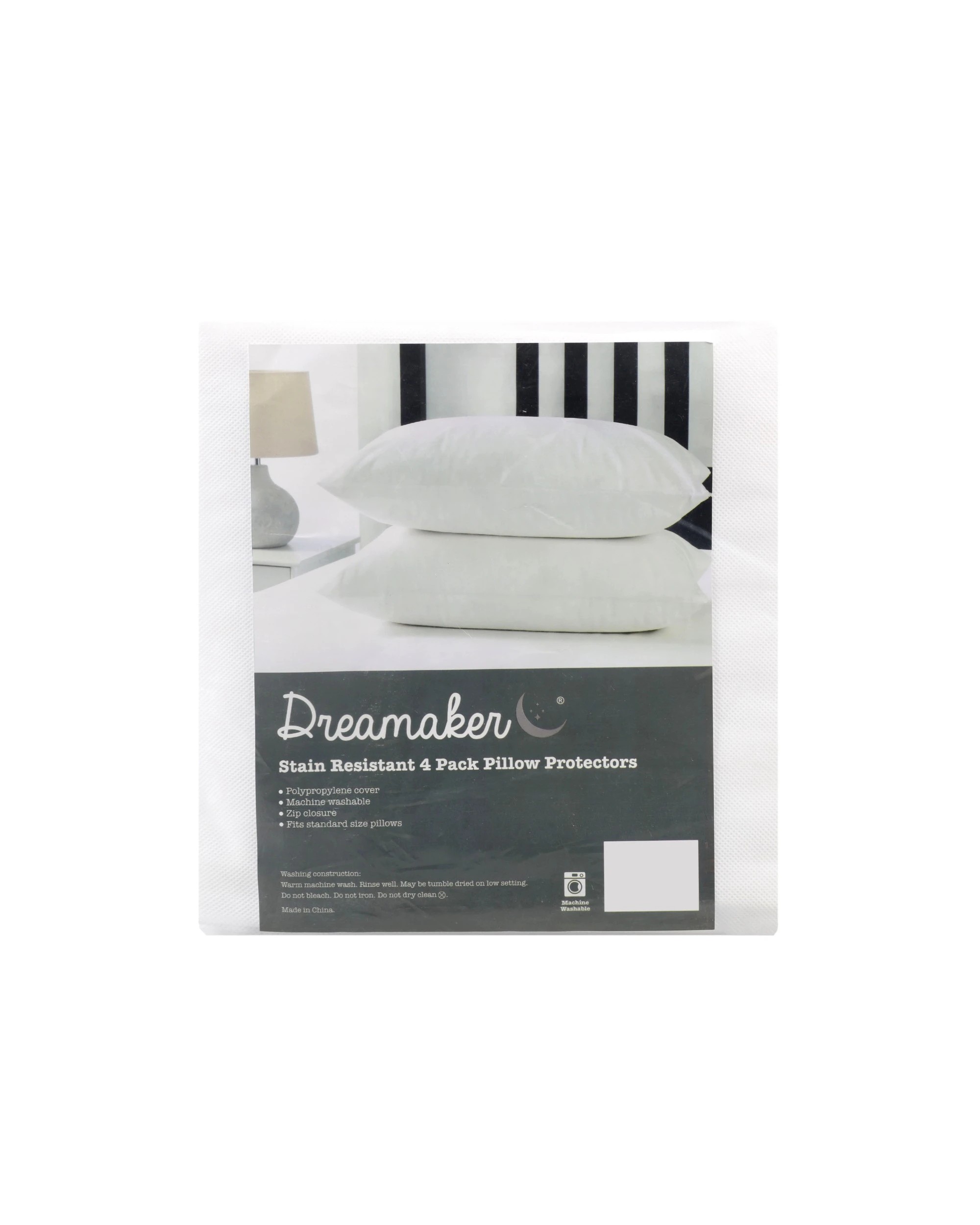 2 Dreamaker Stain Resistant Pillow Protector 48 x 73cm (4 Pack) - White, 2 of 2