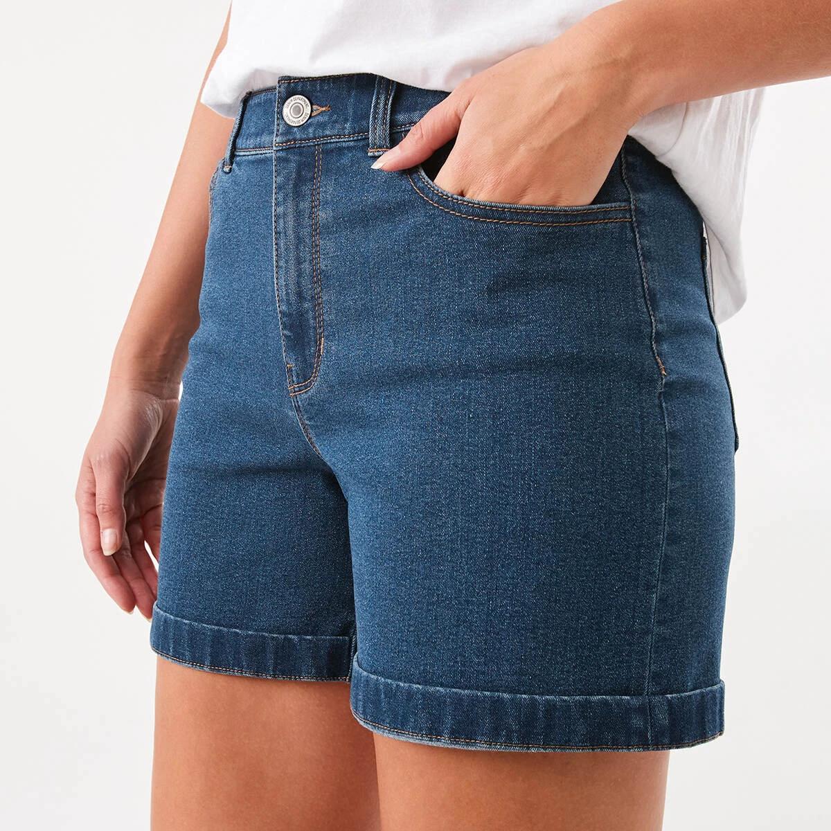 2 Denim Midi Shorts Dark Wash, 2 of 7