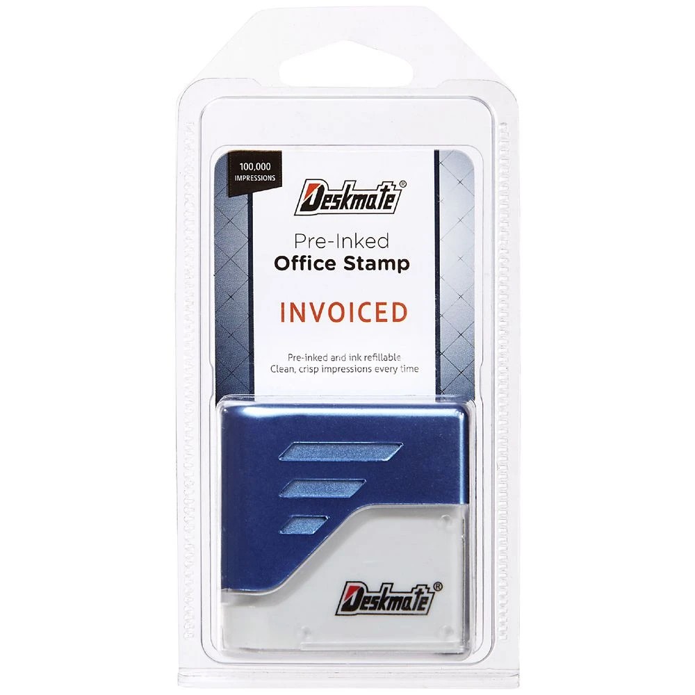 3 Deskmate Pre-inked Office Stamp Invoiced Red, 3 of 3