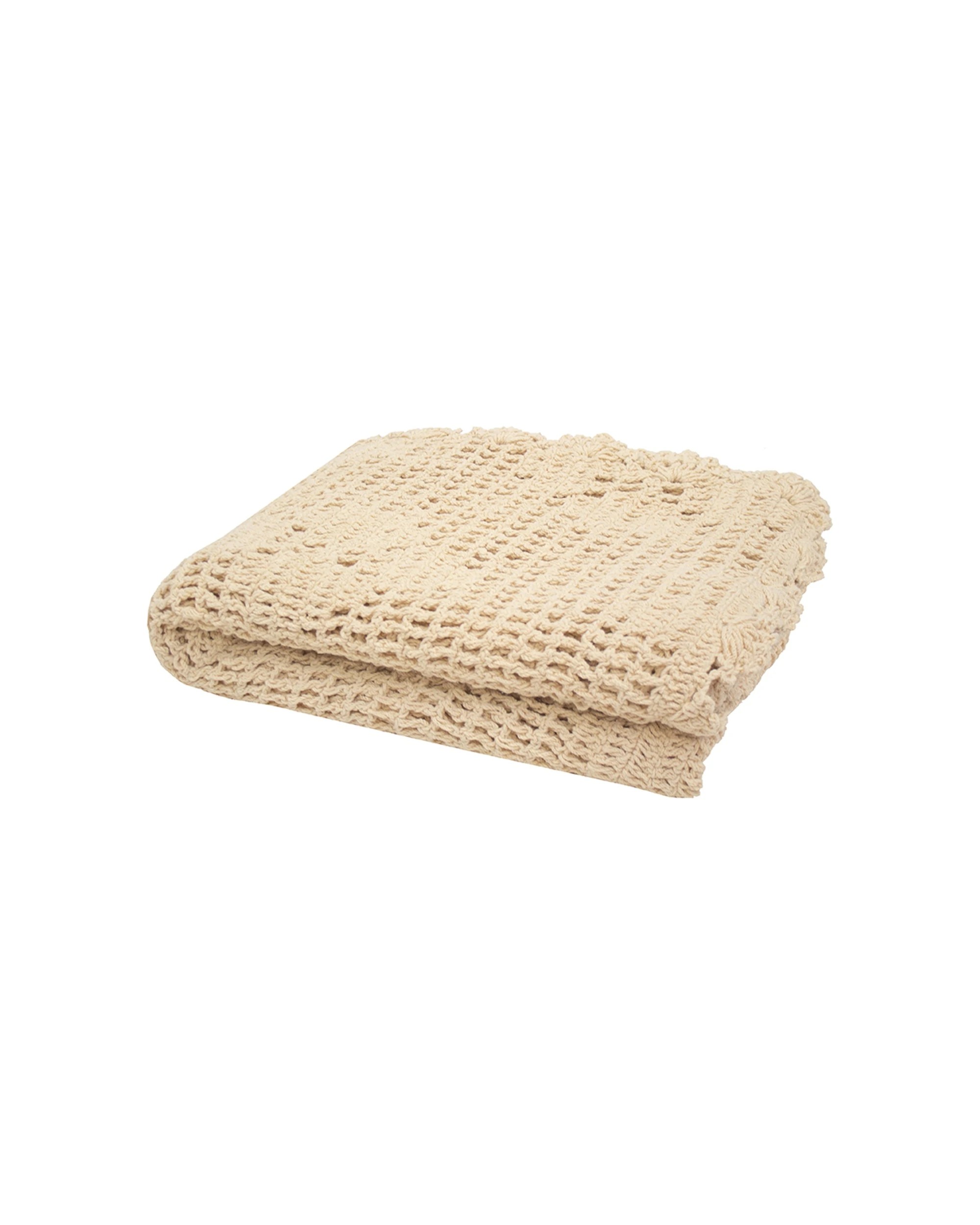 1 BAMBURY Callista Throw Hand Crochet Cotton Floral Pattern Machine - Yellow, 1 of 5