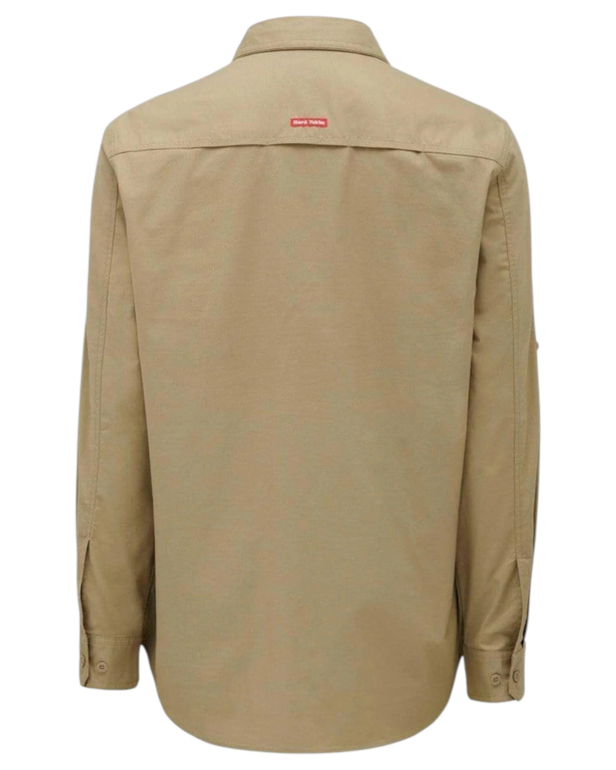 3 Hard Yakka Mens Flex Ripstop Long Sleeve Shirt Work Wear Khaki Y04305 KHAKI, 3 of 8