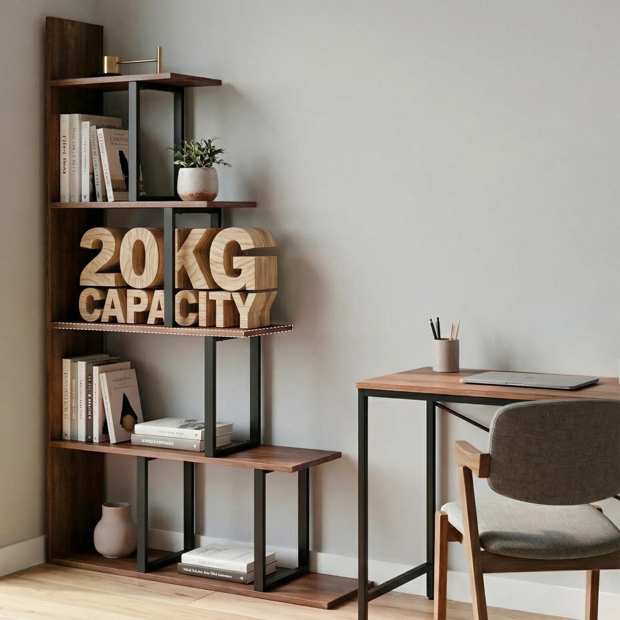 8 Artiss 5 Tiers Bookshelf Ladder Corner Shelf Bookcase - Brown, 8 of 9