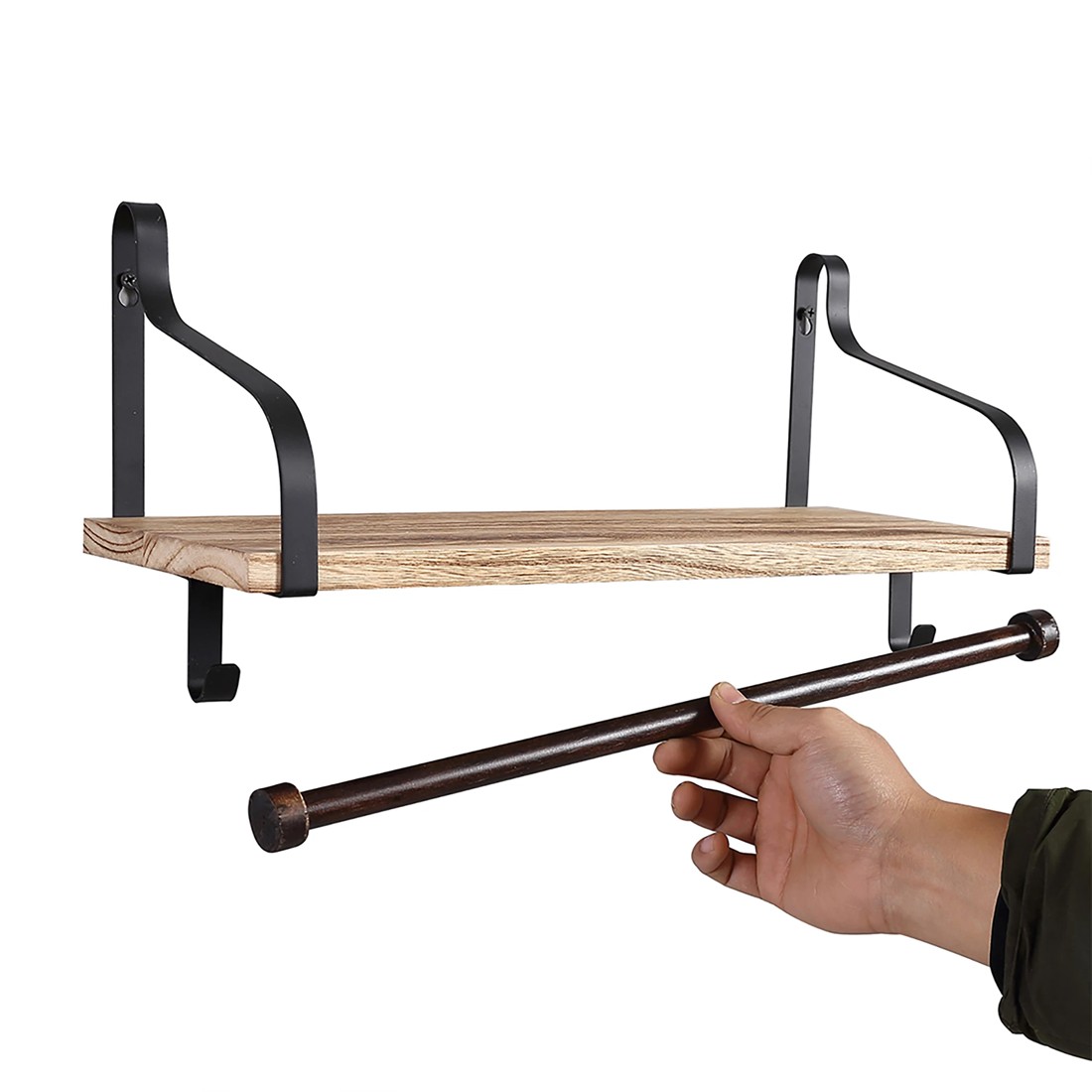 3 Levede Floating Shelf With Hook, 3 of 6