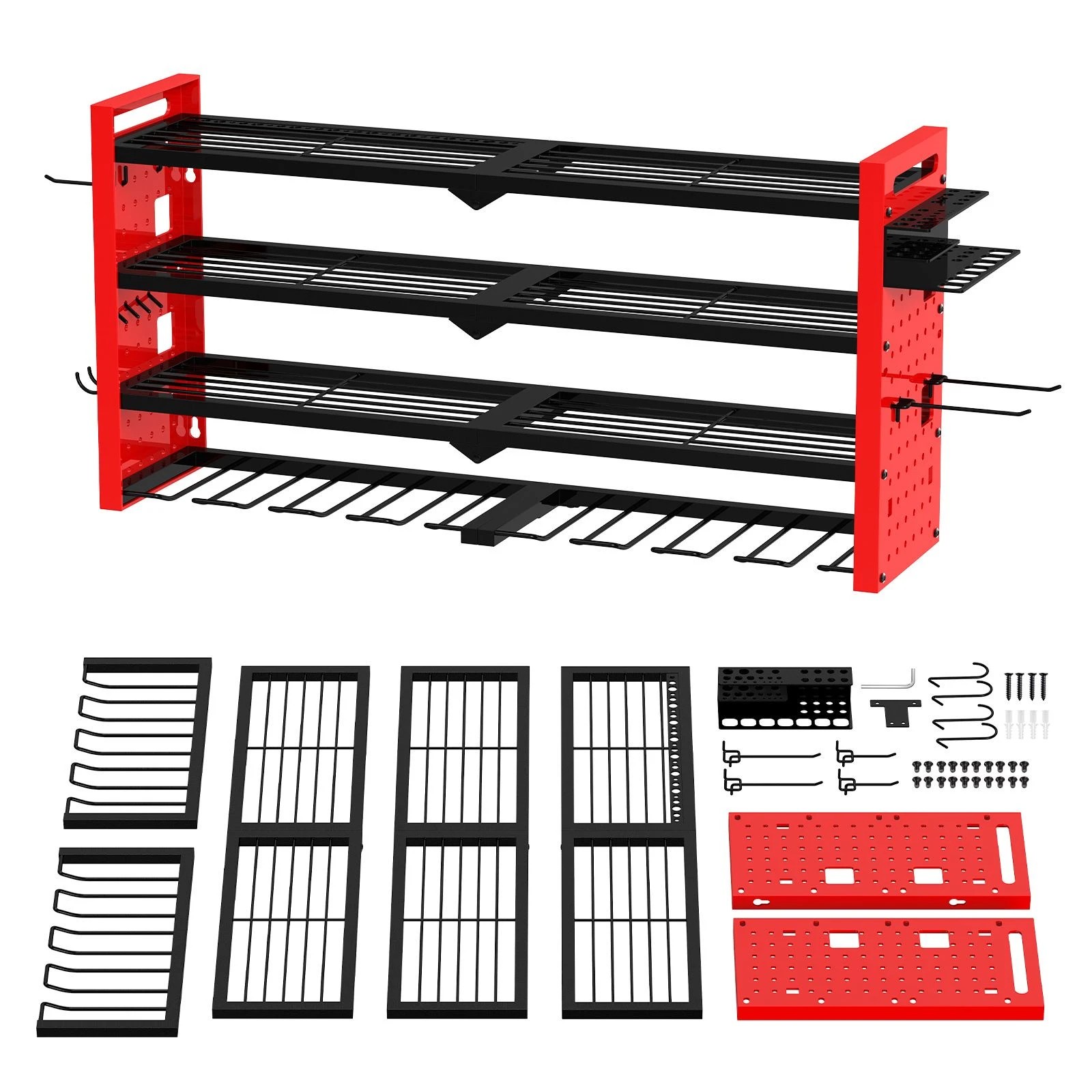 Ausway 4 Tier Power Tool Organiser Heavy Duty Wall Mount Metal Storage ...