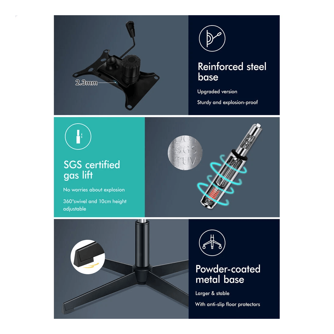 10 Alfordson Office Chair Computer Executive Seat Work Ottoman PU Leather - Black, 10 of 10