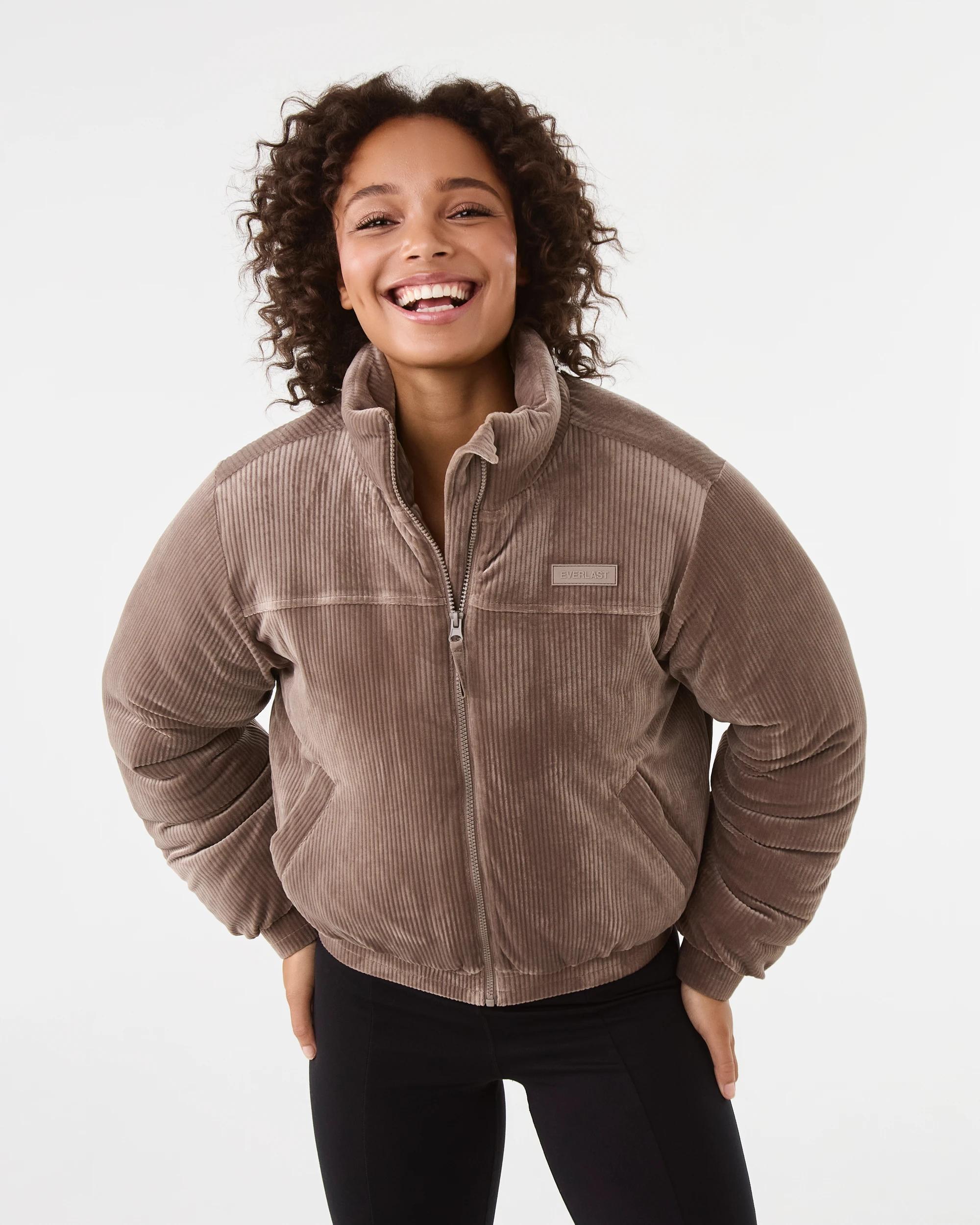 2 Everlast Womens Ribbed Velour Jacket Mushroom, 2 of 8