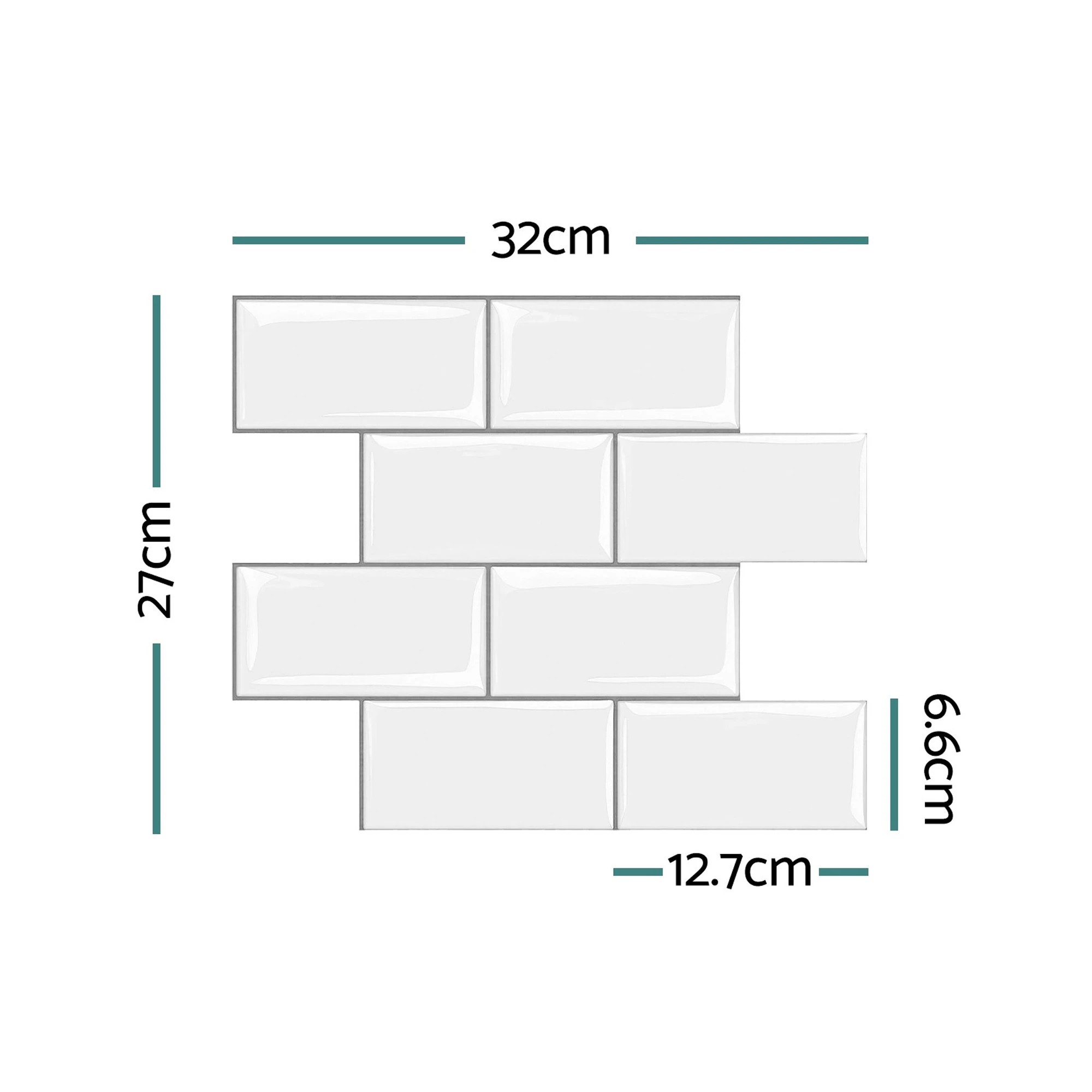 1 Artiss 3D Peel and Stick Wall Tiles Self Adhesive Subway Backsplash 10 Sheets - White, 1 of 8