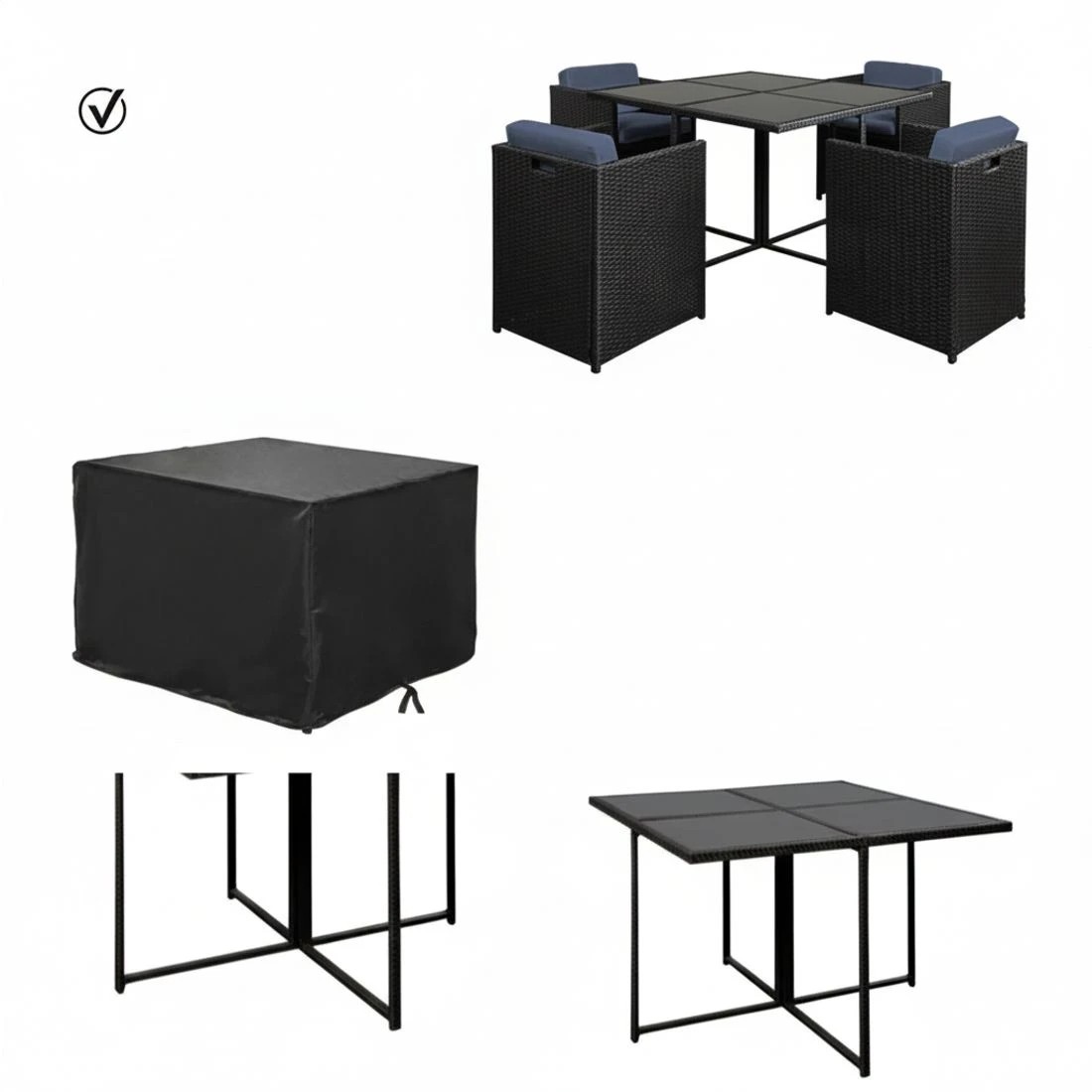 5 Gardeon Outdoor Dining Set 5 Piece Wicker Table Chairs Setting - Black, 5 of 7