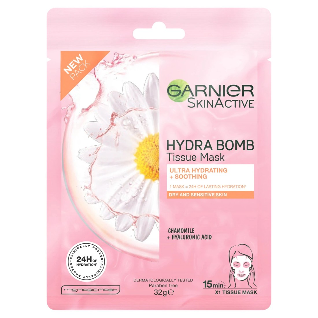 1 Garnier SkinActive Hydra Bomb Tissue Mask 32g - Chamomile & Hyaluronic Acid, 1 of 5
