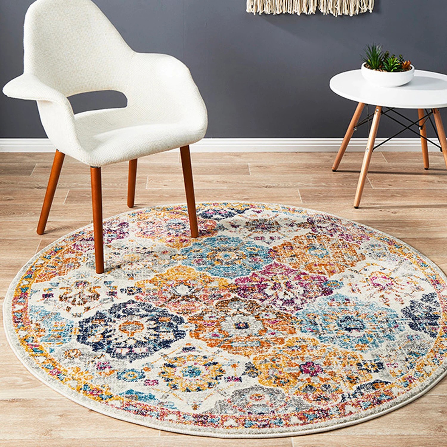 1 Common Ground Rugs Gallery 861 240x240cm - Large Round Power Loomed Pet Friendly Rug - Natural, 1 of 4