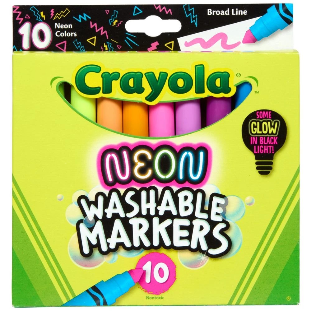 1 Crayola Neon Washable Markers 10 Pack, 1 of 3