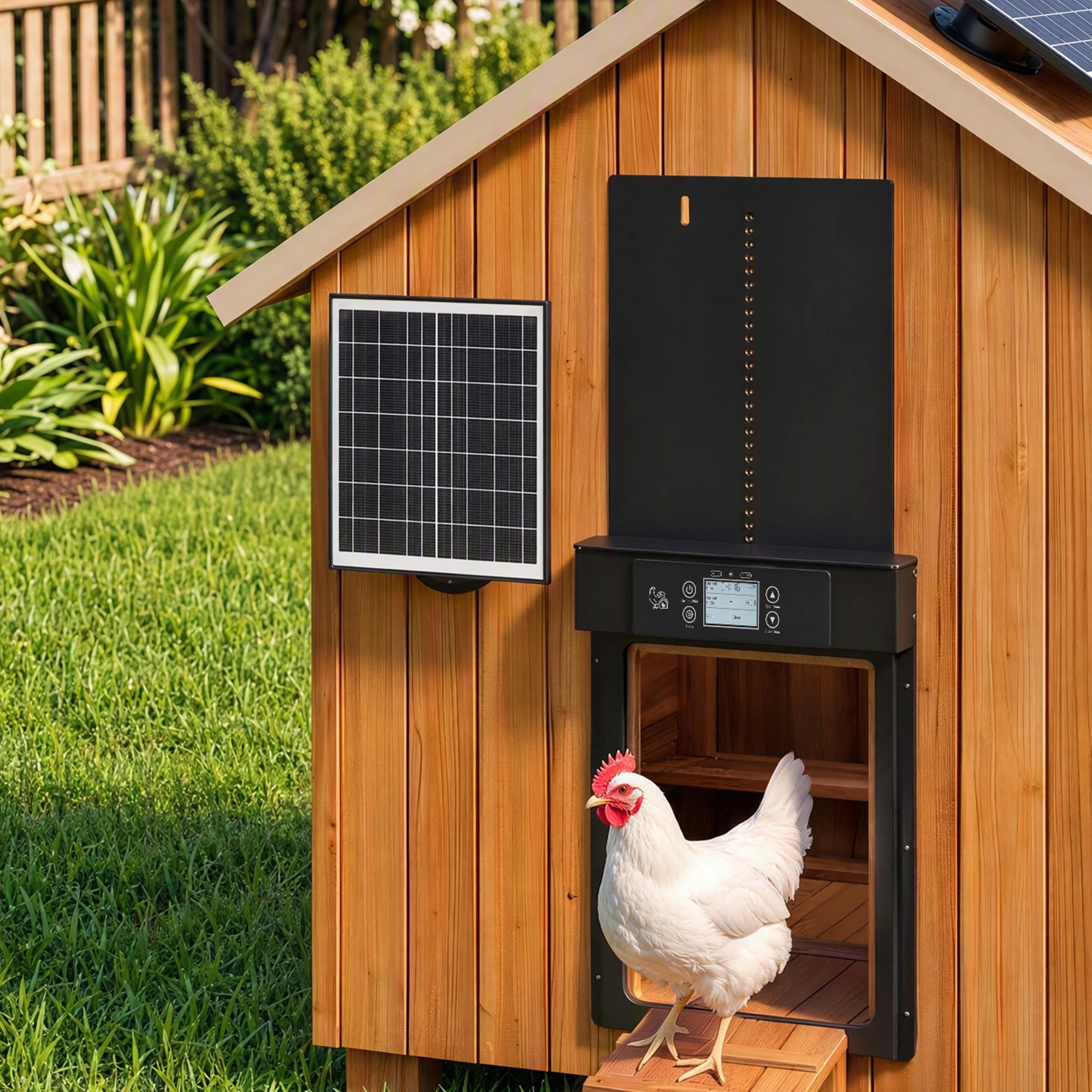 7 Giantz Automatic Chicken Coop Door 37cm Solar Powered Smart App Control- Black, 7 of 10