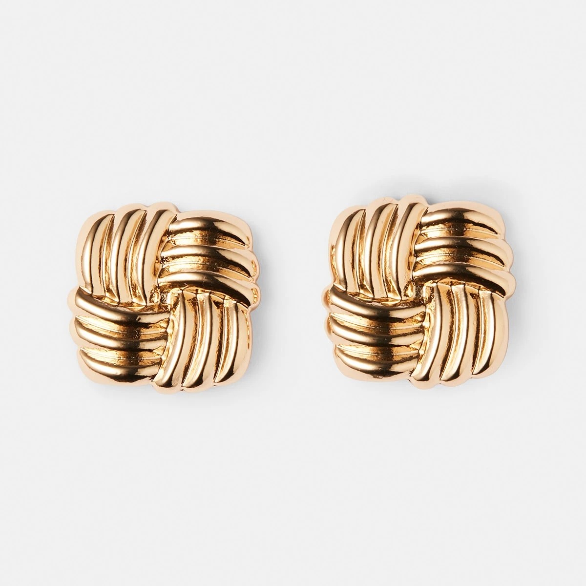 1 Weave Square Stud Earrings - Gold Tone, 1 of 5