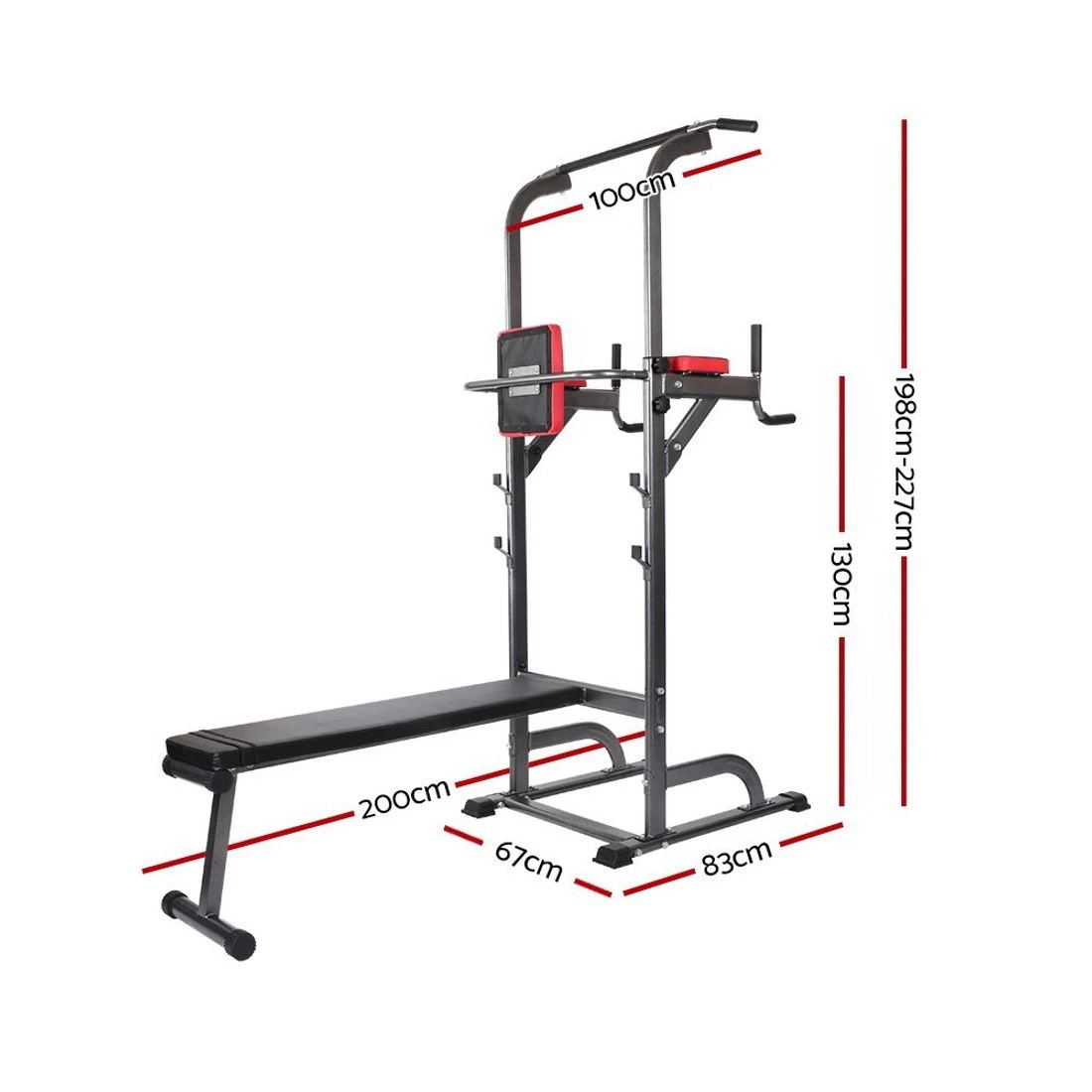 2 Everfit Weight Bench Chin Up Bar Bench Press Home Gym 380kg Capacity - Black, 2 of 8