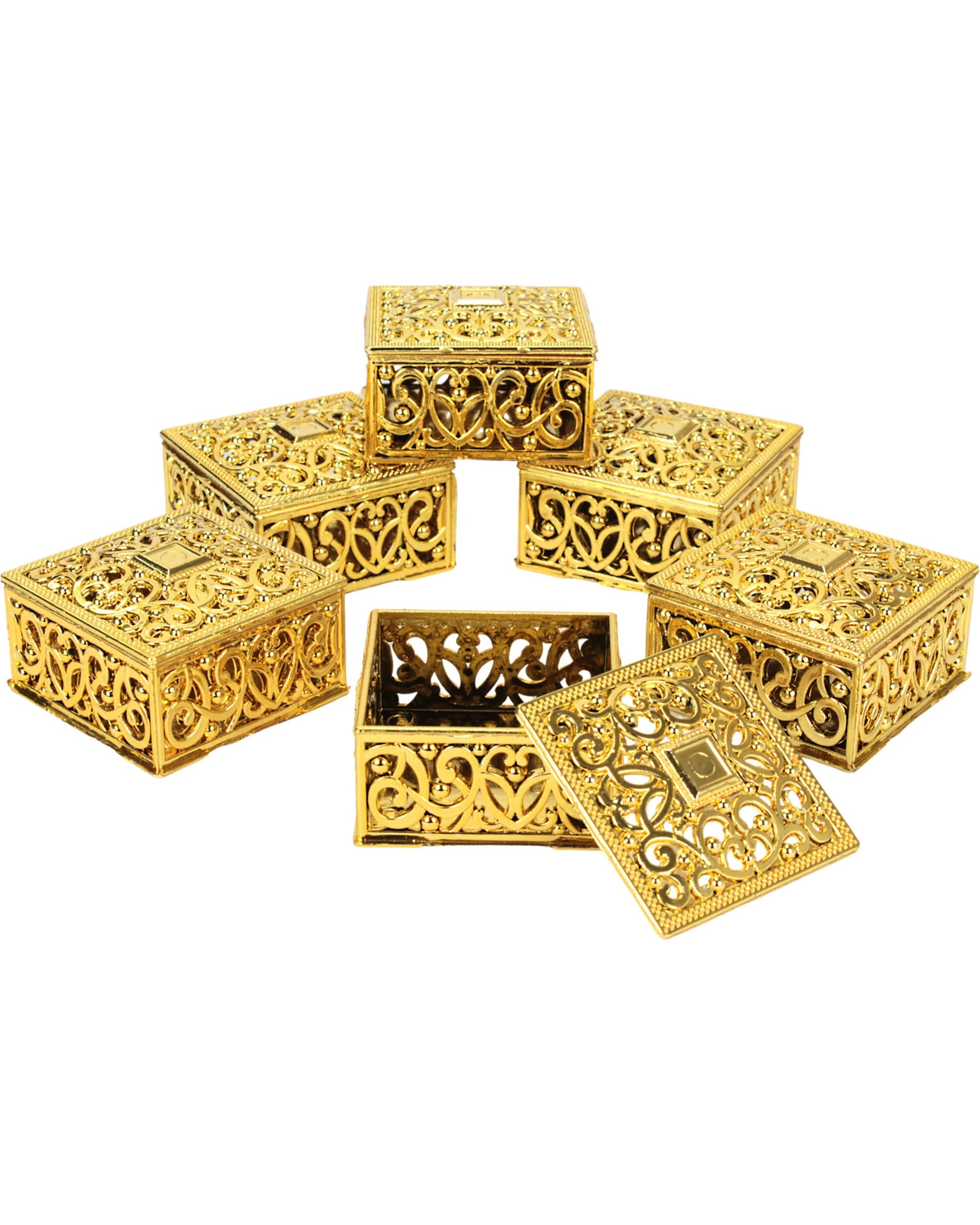 1 Party Maker Square Trinket Boxes Pack of 6 - Gold, 1 of 3