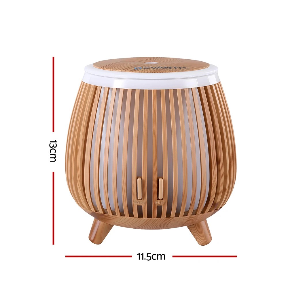 2 Devanti Ultrasonic Aroma Diffuser Aromatherapy 140ml LED Lights Iron Humidifier Forest - Natural, 2 of 8