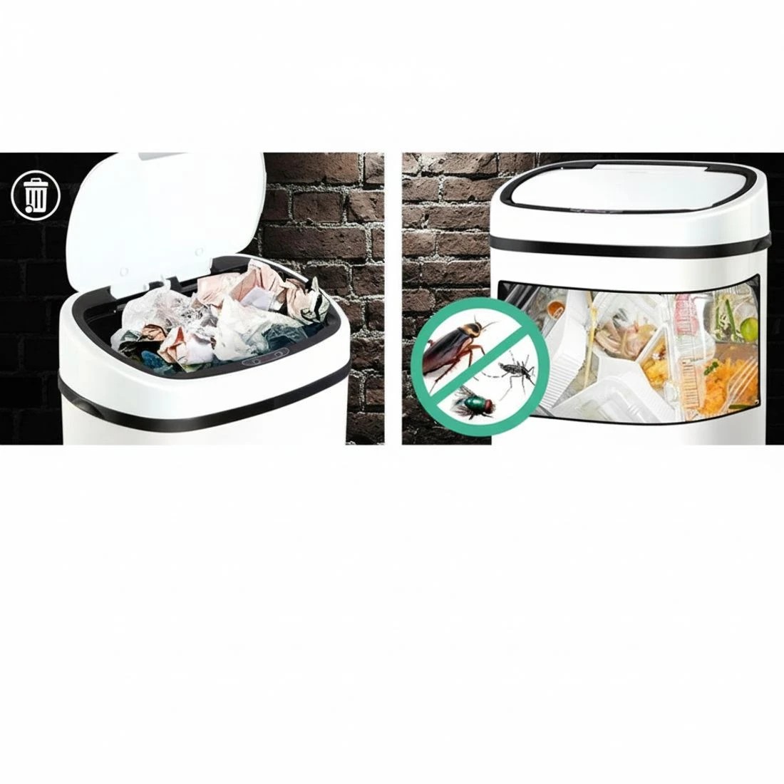 8 Devanti 68L Motion Sensor Bin Rubbish Automatic - White, 8 of 8