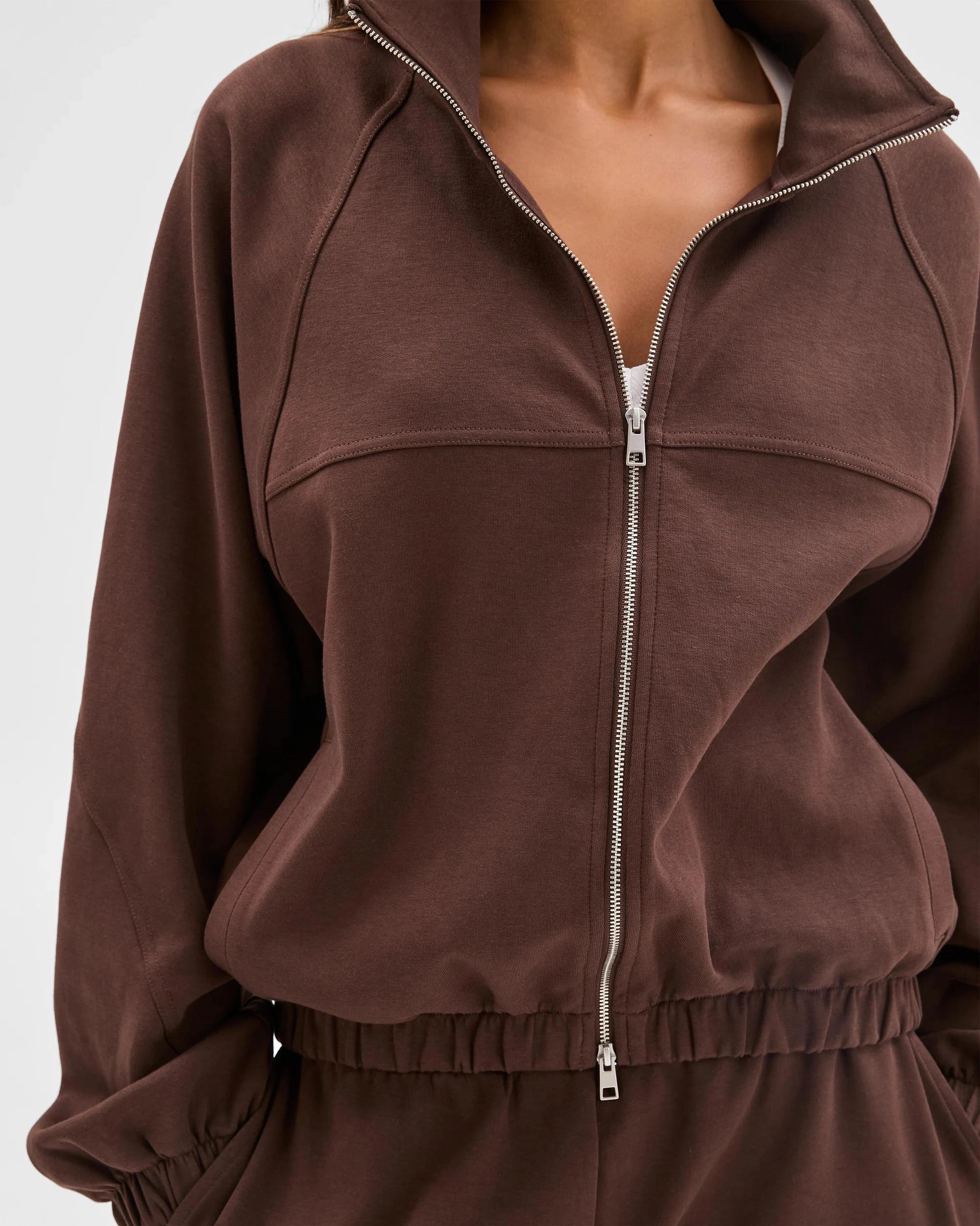 5 Lily Loves Australian Cotton Blend Zip Through Jumper COFFEE BEAN, 5 of 6