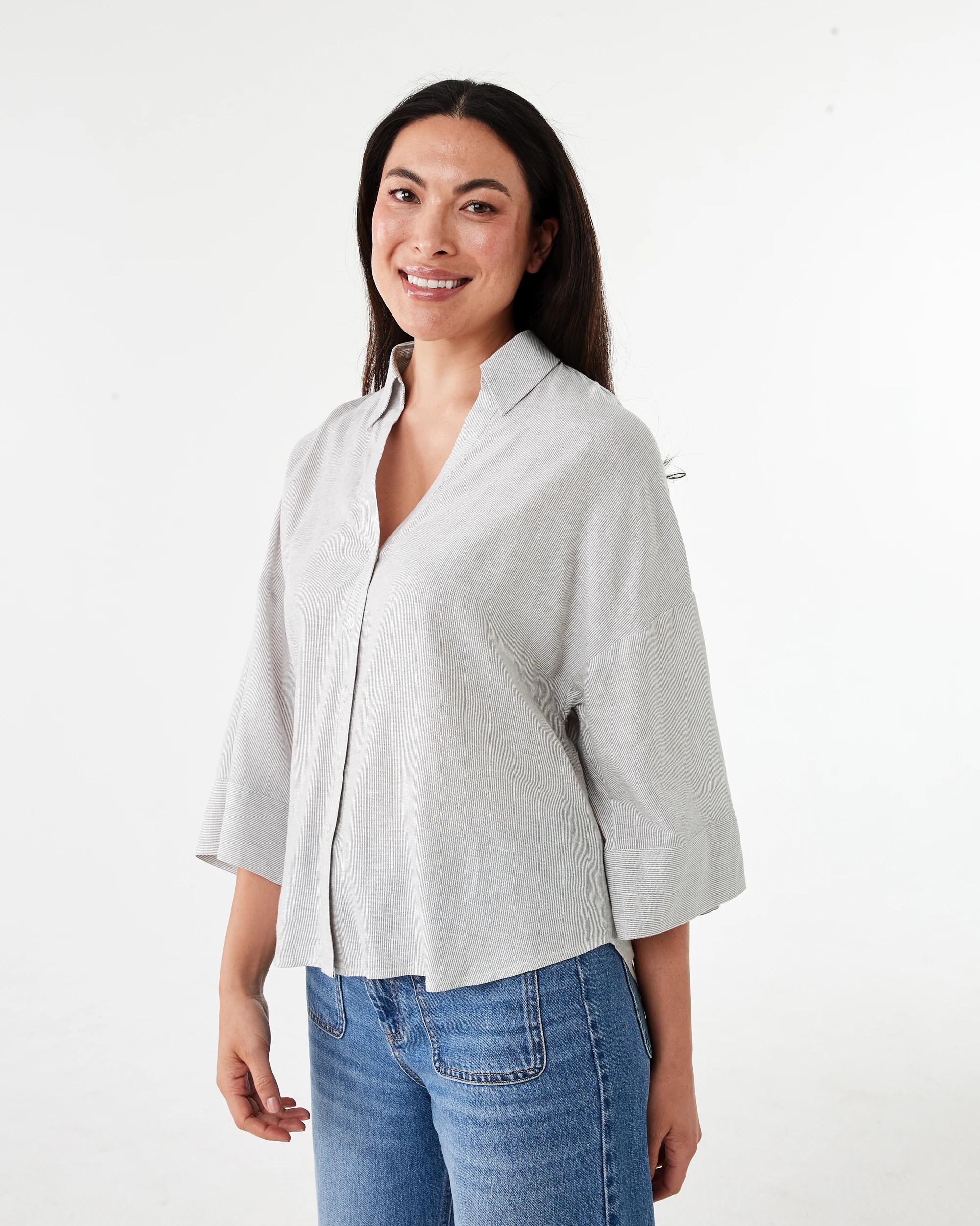 2 Long Sleeve V-Neck Dolman Shirt Dune B, 2 of 8