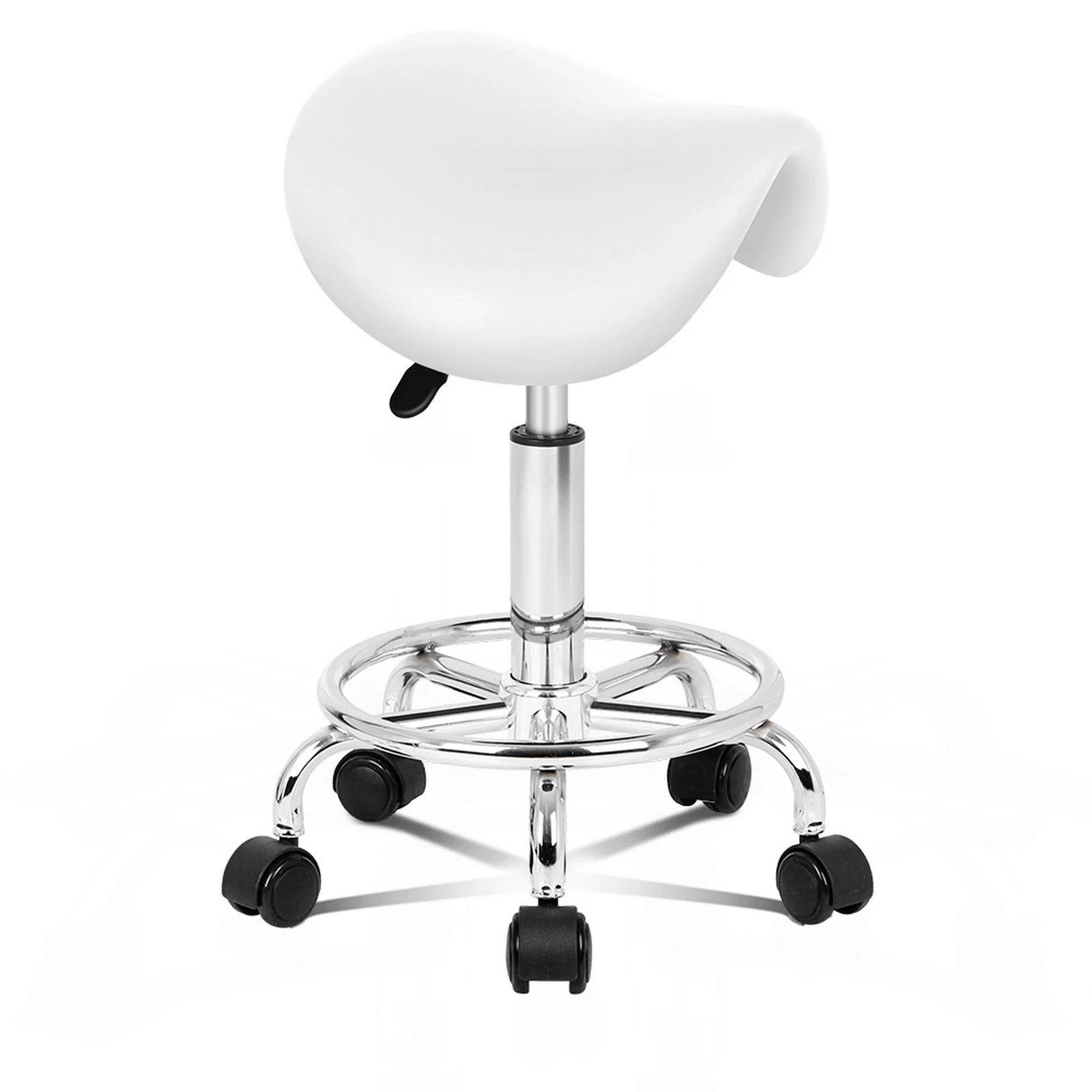 1 Alfordson Salon Stool Saddle Swivel Barber Hair Dress Chair Sierra - White, 1 of 8