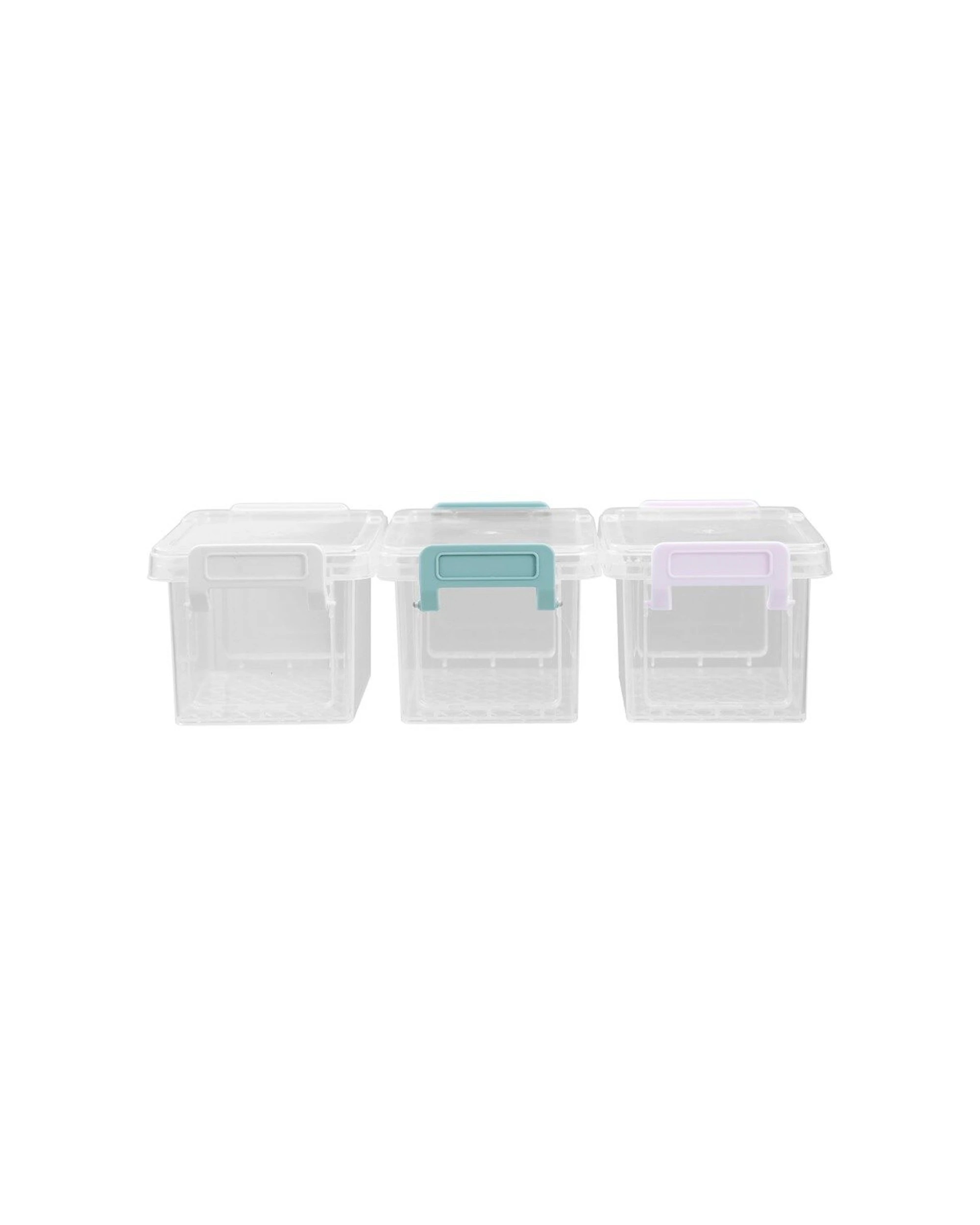 5 BOXSWEDEN Mini Storage Box 9 Pack Stackable Organiser 330ml Secure Handles - Multi, 5 of 9