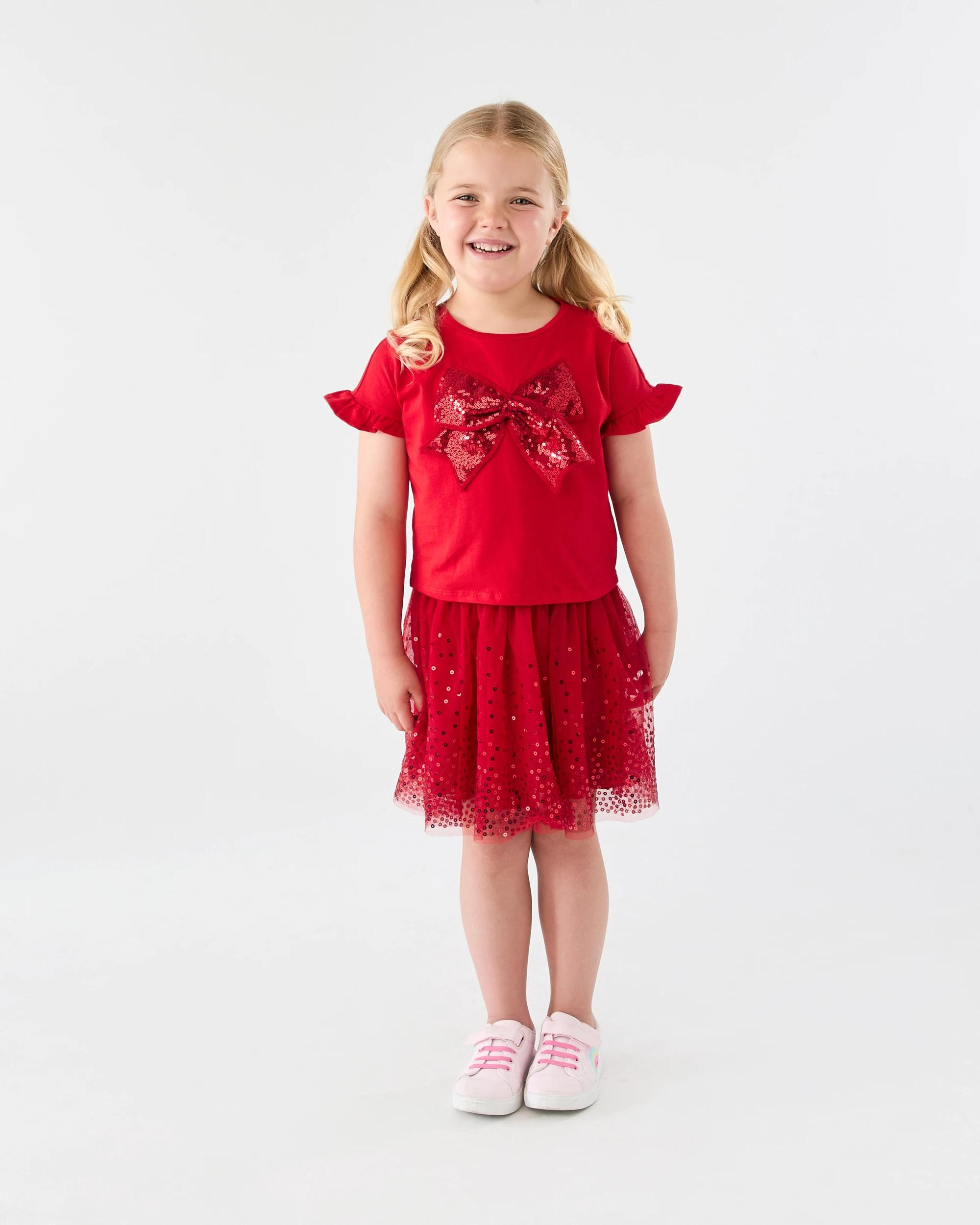 5 Christmas Bow Sequin T-Shirt Red Bow, 5 of 8