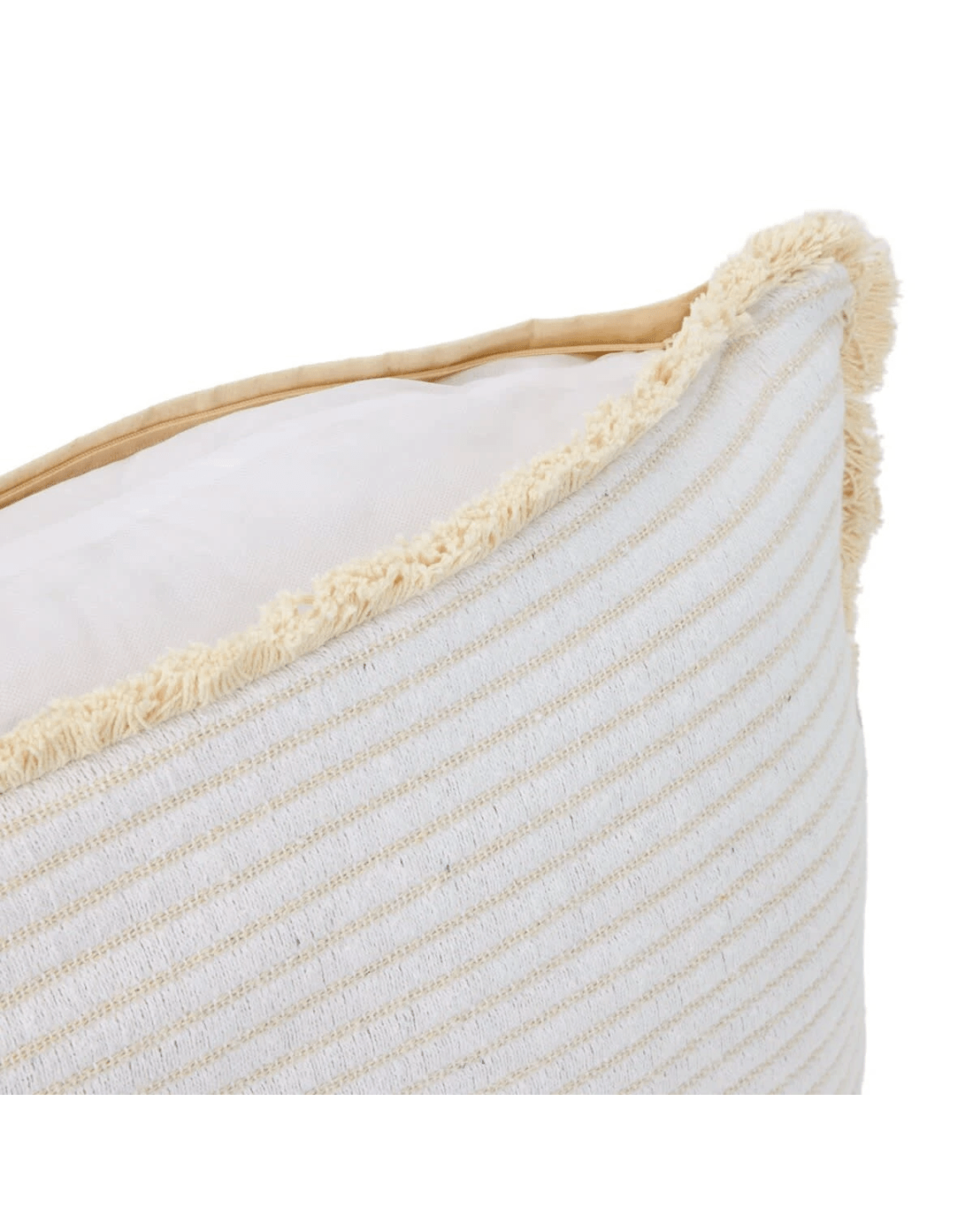 4 60cm Woven Fringe Cushion - White, 4 of 5