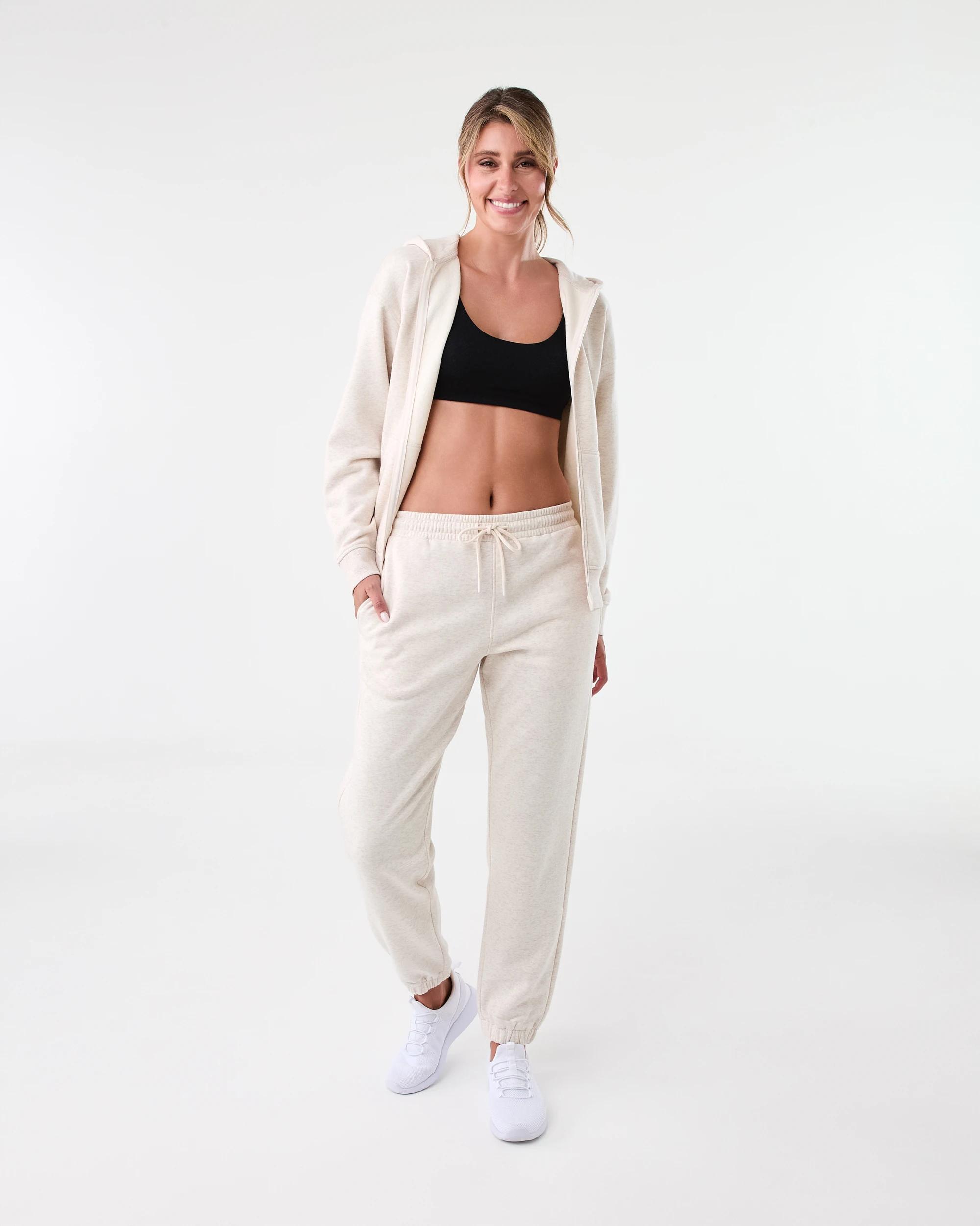 6 Active Womens Essential Cuff Trackpants Oatmeal, 6 of 6