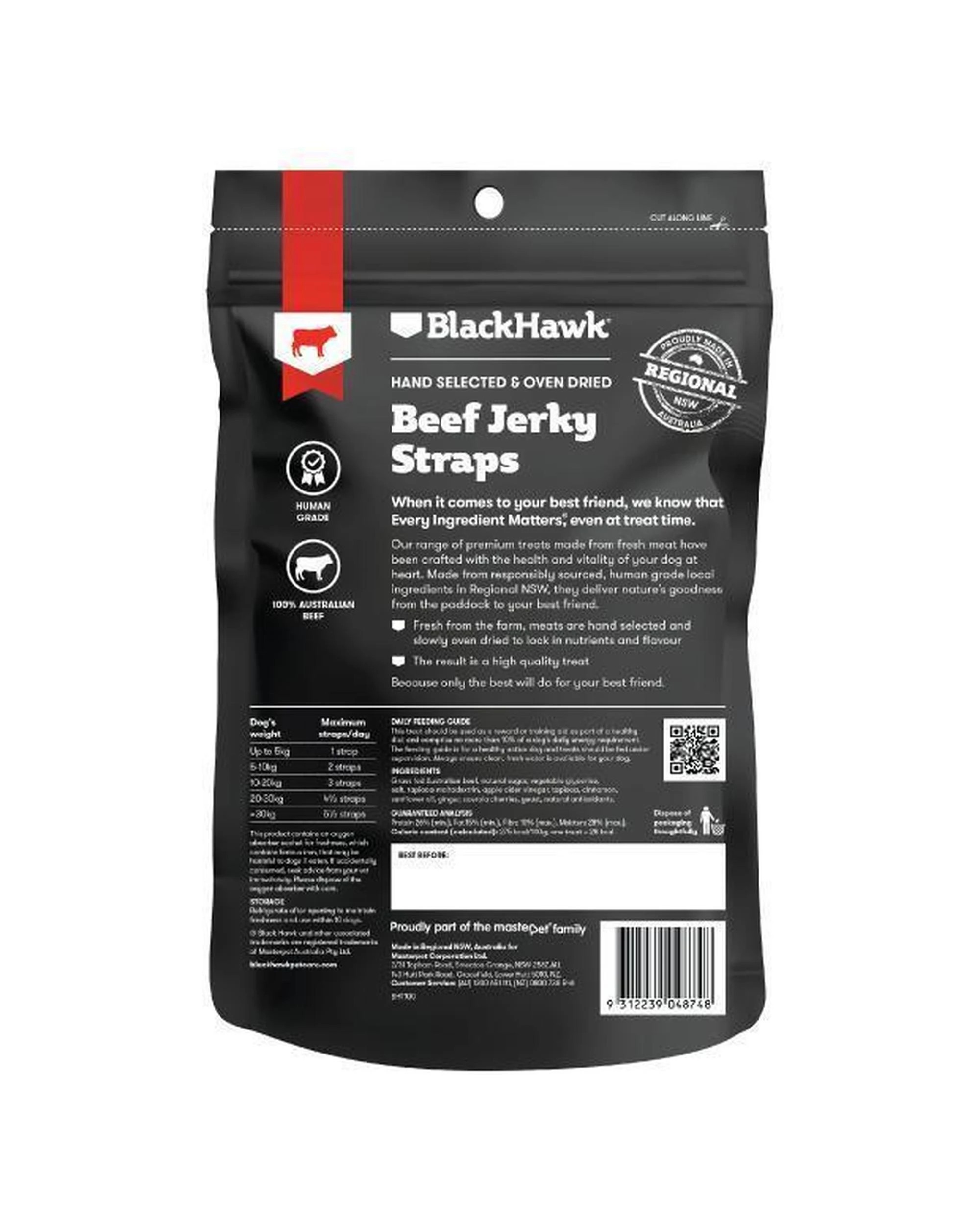 2 Black Hawk Beef Jerky Straps Natural Dog Treats 100g, 2 of 4