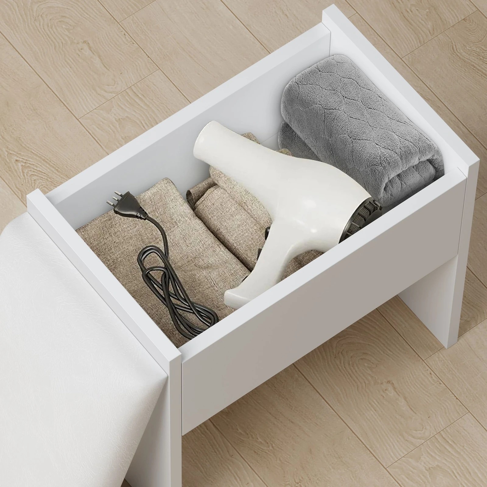 6 Alfordson Dressing Table Stool Set Makeup Tri-fold Mirror Vanity Desk - White, 6 of 10