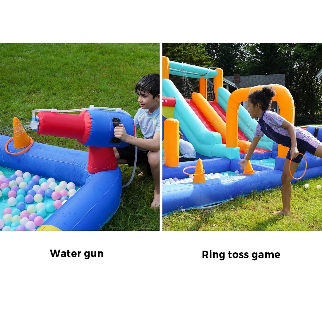 9 Doctor Dolphin 10-in-1 Inflatable Water Park Jumping Castle Dual Slides Blower
 - Multi, 9 of 10