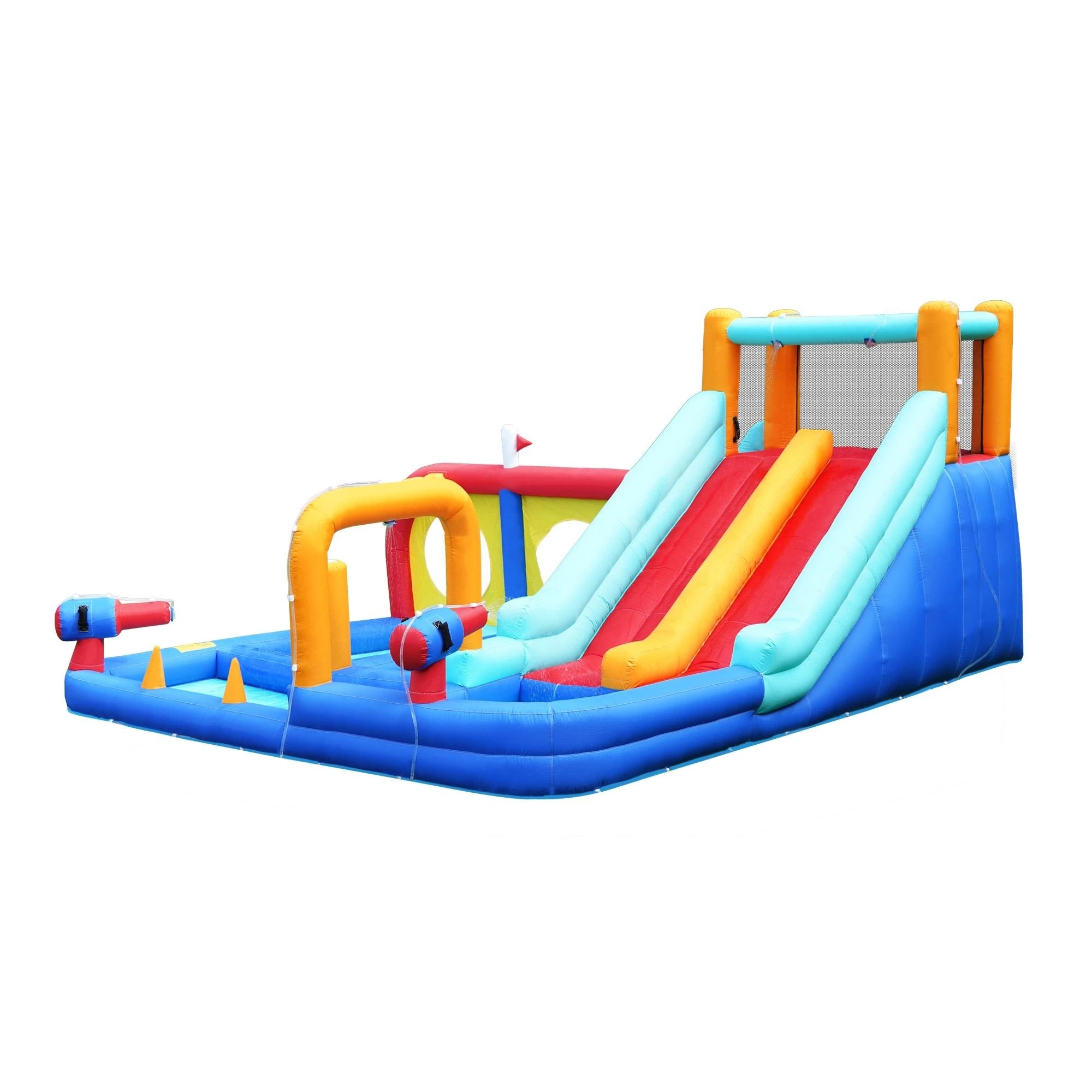 8 Doctor Dolphin 10-in-1 Inflatable Water Park Jumping Castle Dual Slides Blower
 - Multi, 8 of 9