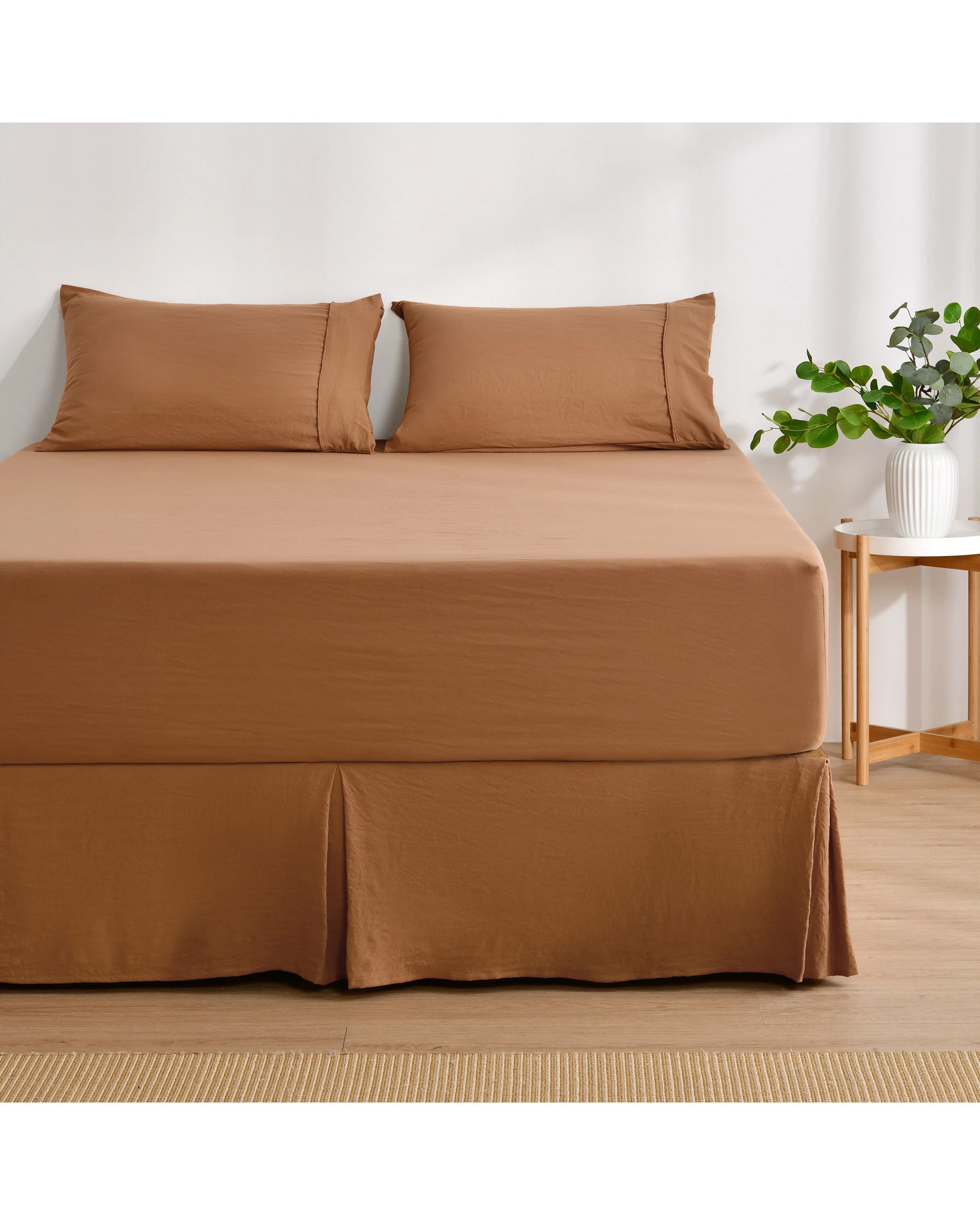 4 Dreamaker Superfine Washed Microfibre Pleated Valance - Queen Bed - Rust, 4 of 9