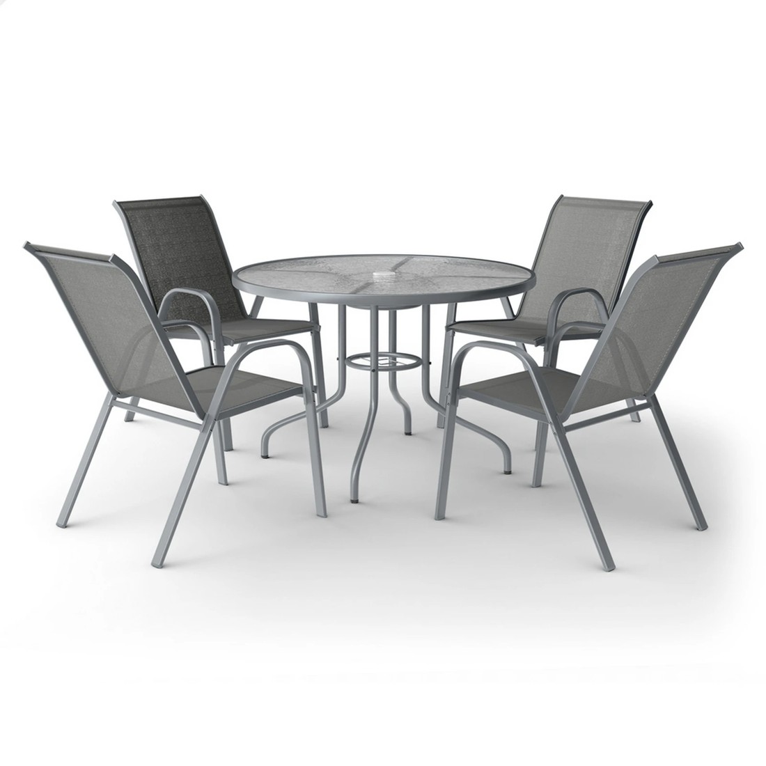 1 Alfordson 5PCS Outdoor Dining Set Table and Chairs Patio Furniture Round - Grey, 1 of 10