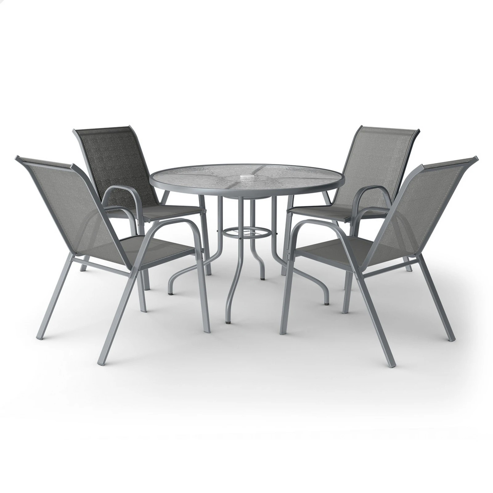 1 Alfordson 5PCS Outdoor Dining Set Table and Chairs Patio Furniture Round - Grey, 1 of 10