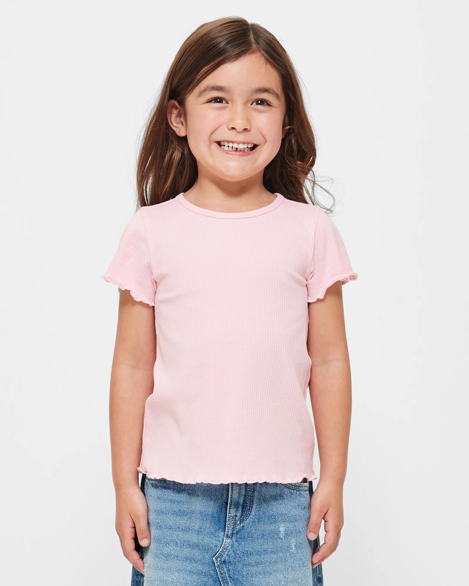 1 Target Australian Cotton Girls Rib T-shirt PINK, 1 of 6