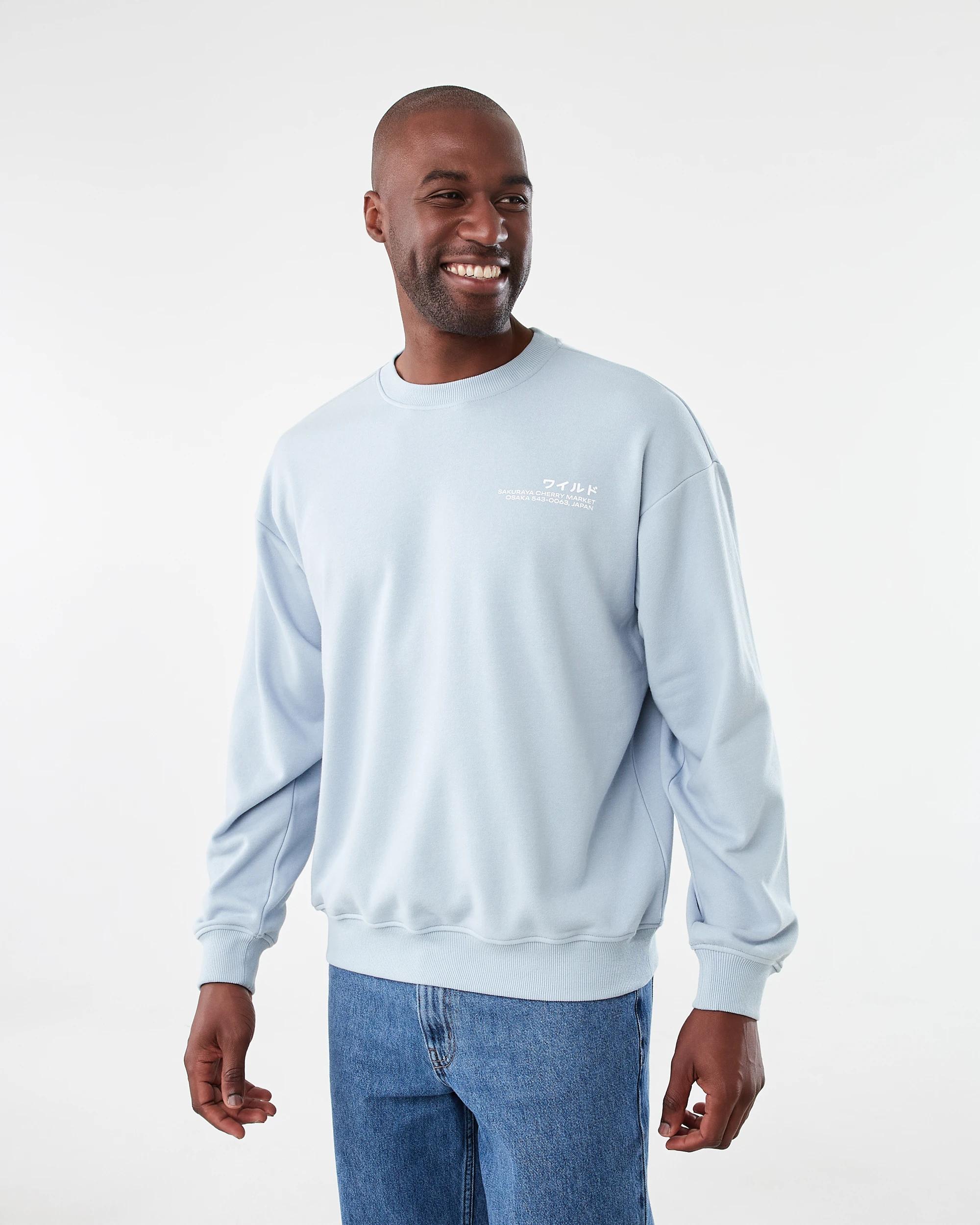 2 Terry Oversized Print Crew Neck Sweatshirt Blu Cherry, 2 of 8