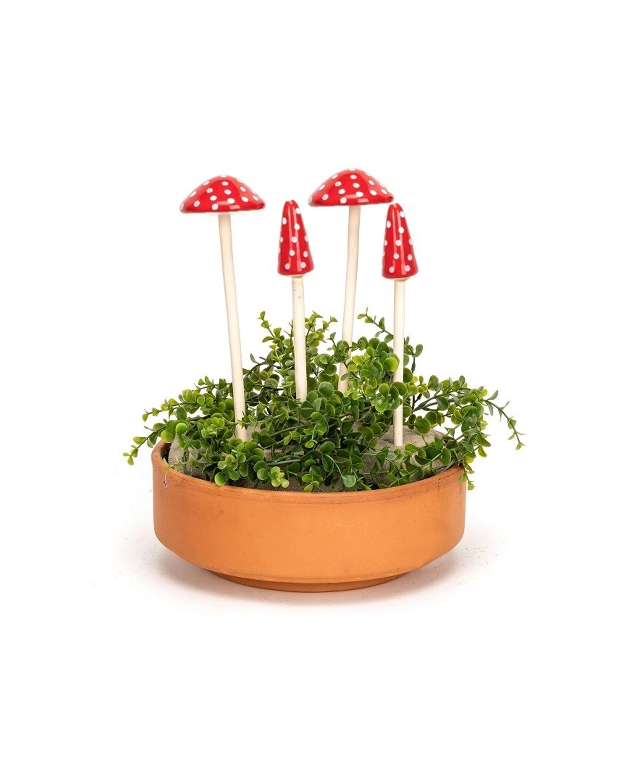 2 Alfresco Garden Ceramic Mushroom Sticks Outdoor Decor - Multi, 2 of 2